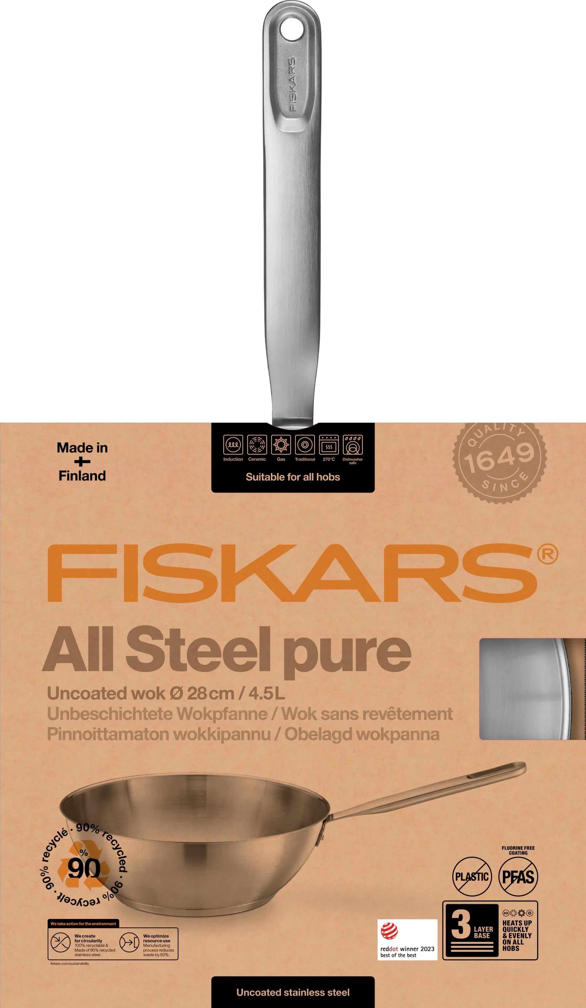 Fiskars All Steel Pure wokki 28 cm