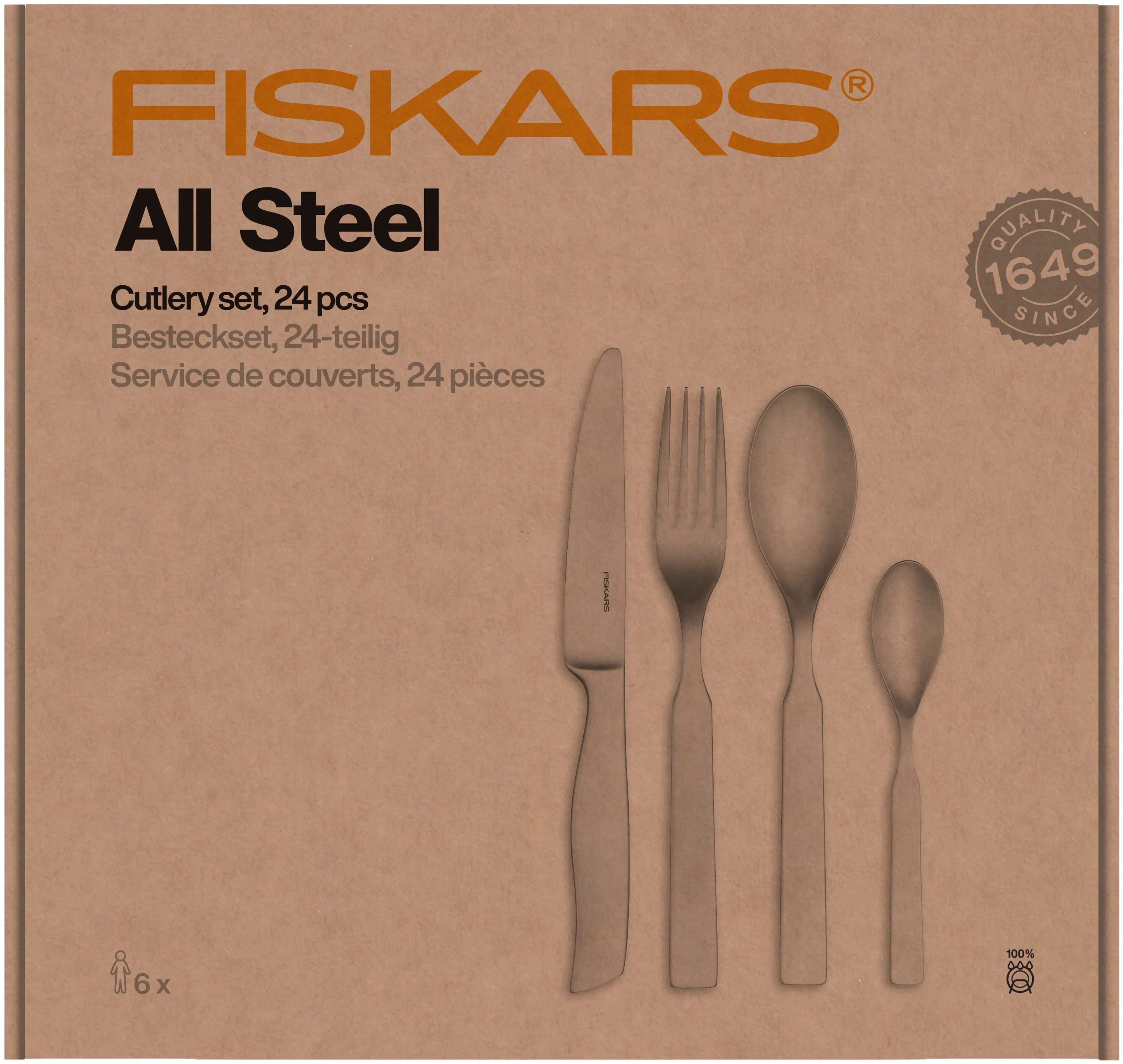 Fiskars All Steel aterinsetti lahjapakkauksessa, 24-osainen