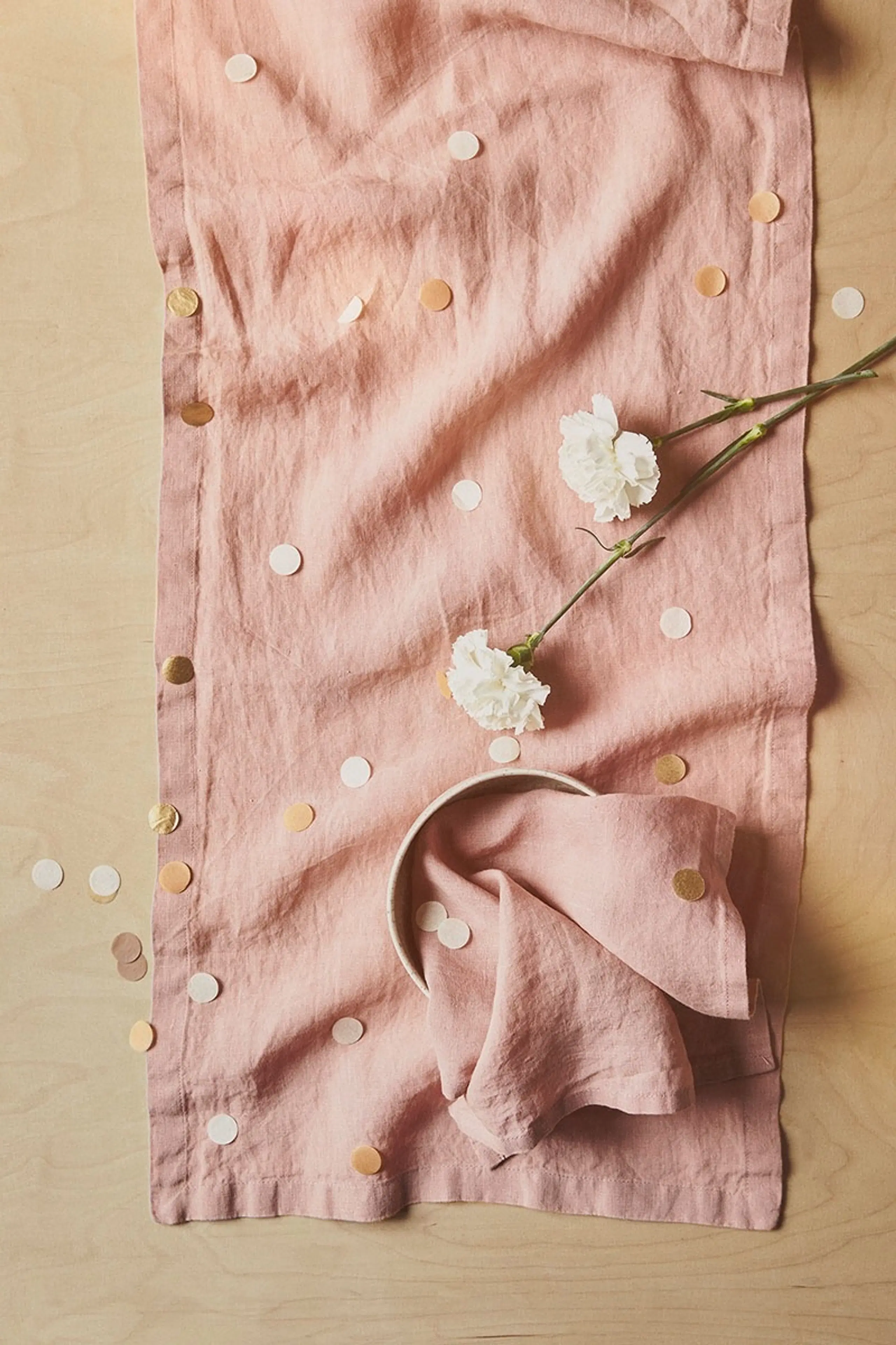 Anno Helmi pellavakaitaliina 40x150 cm utuinen roosa