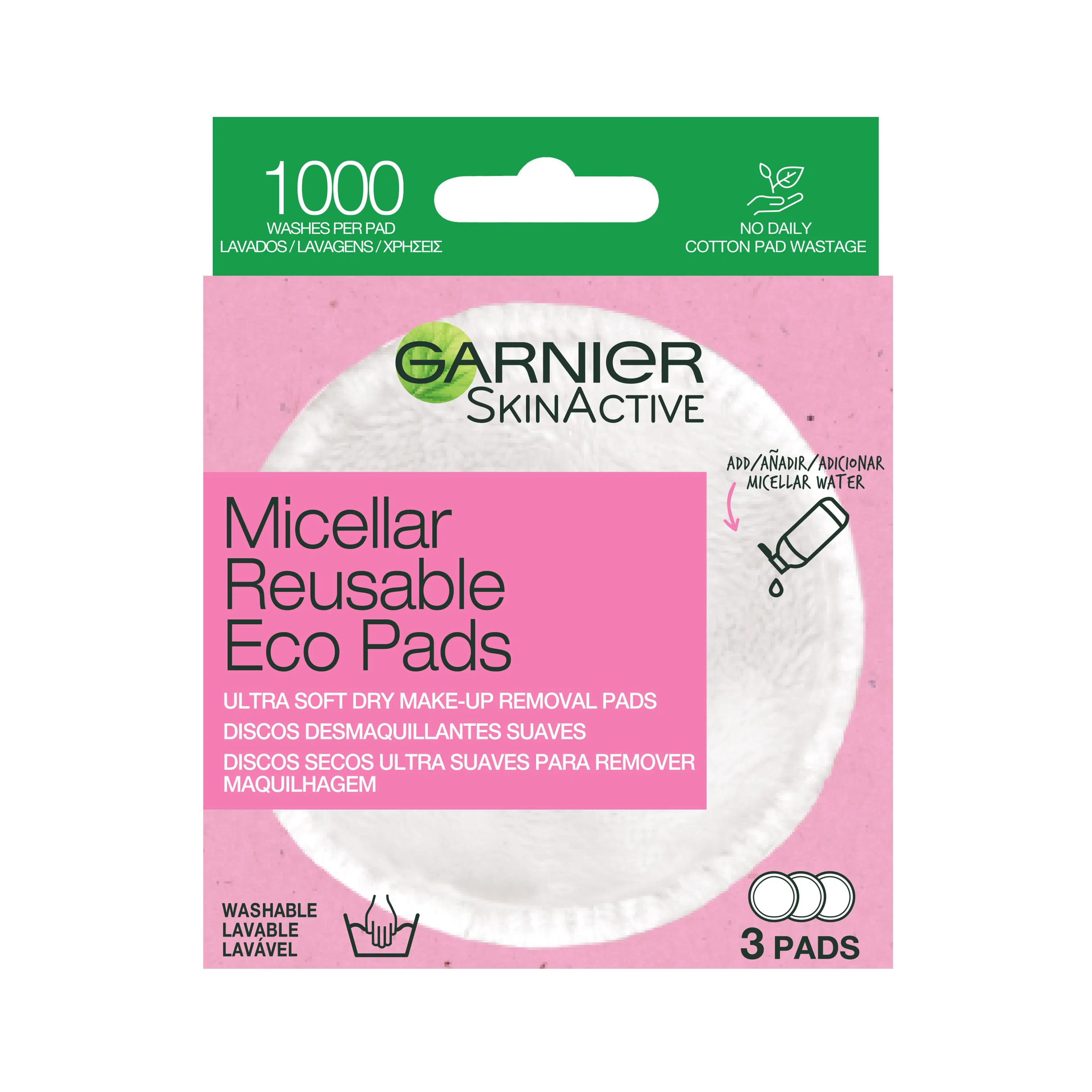 Garnier Skin Active Micellar Reusable Eco Pads uudelleenkäytettävät mikrokuitupesulaput 3kpl