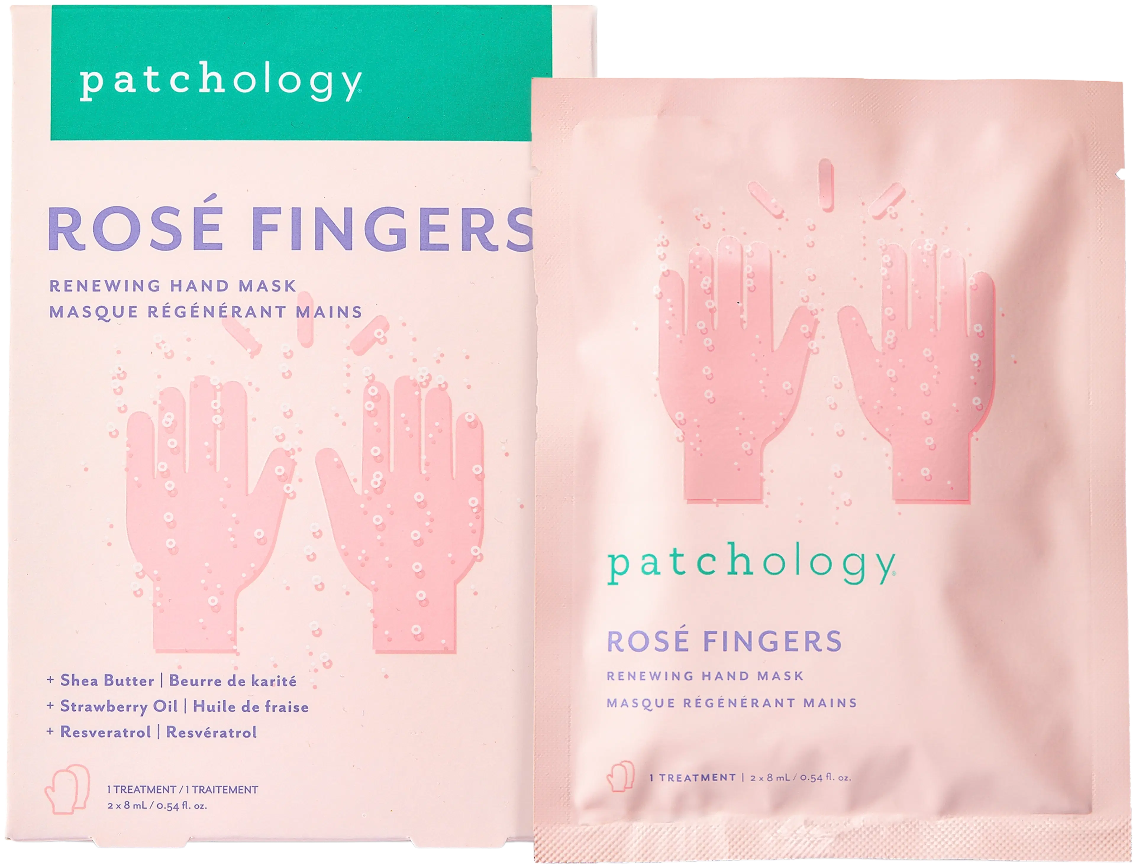 Patchology Rosé Fingers Renewing Hand Mask -uudistavat naamiokäsineet 1pari
