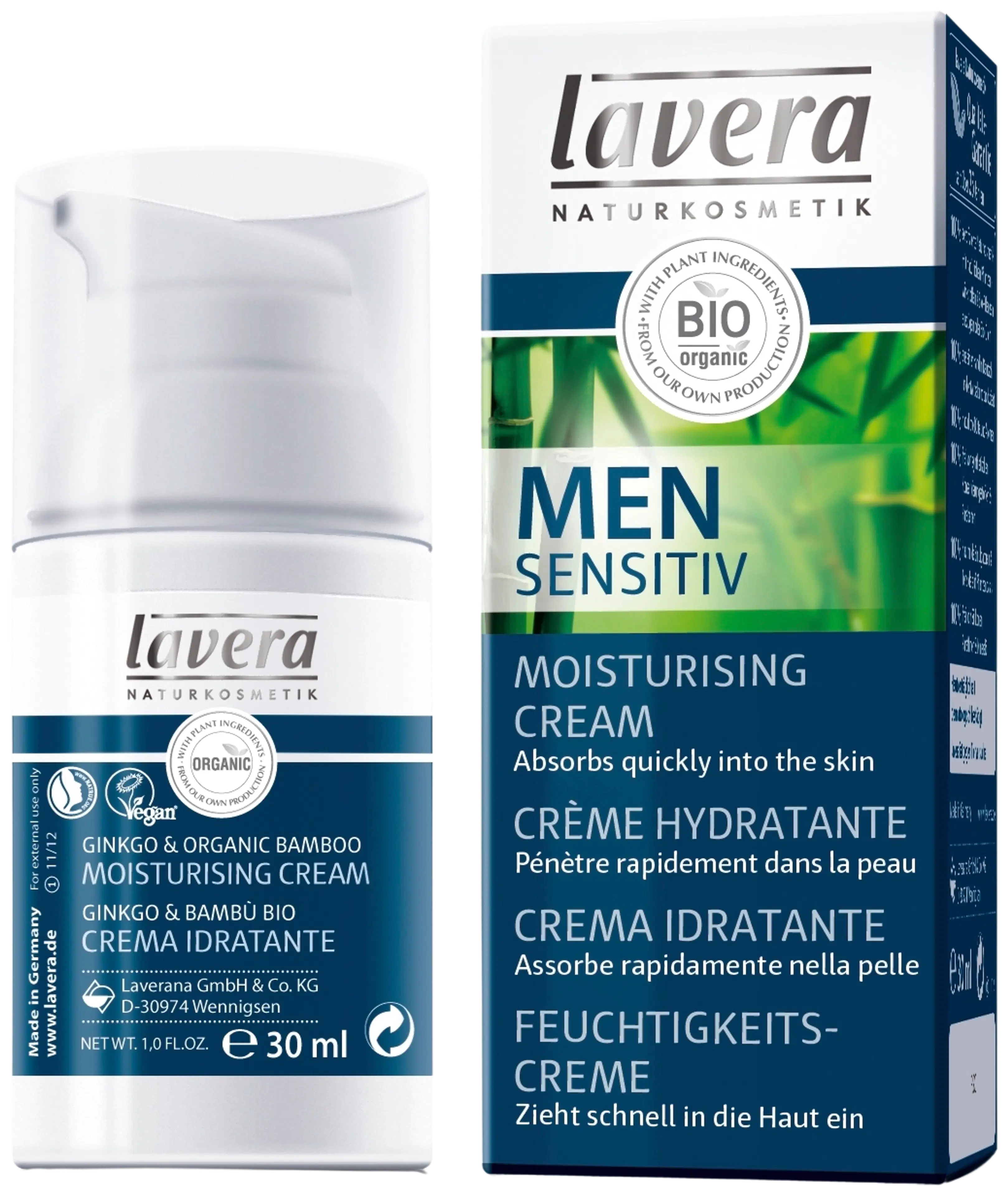 lavera Men Sensitiv Moisturising Cream -kosteusvoide 30 ml