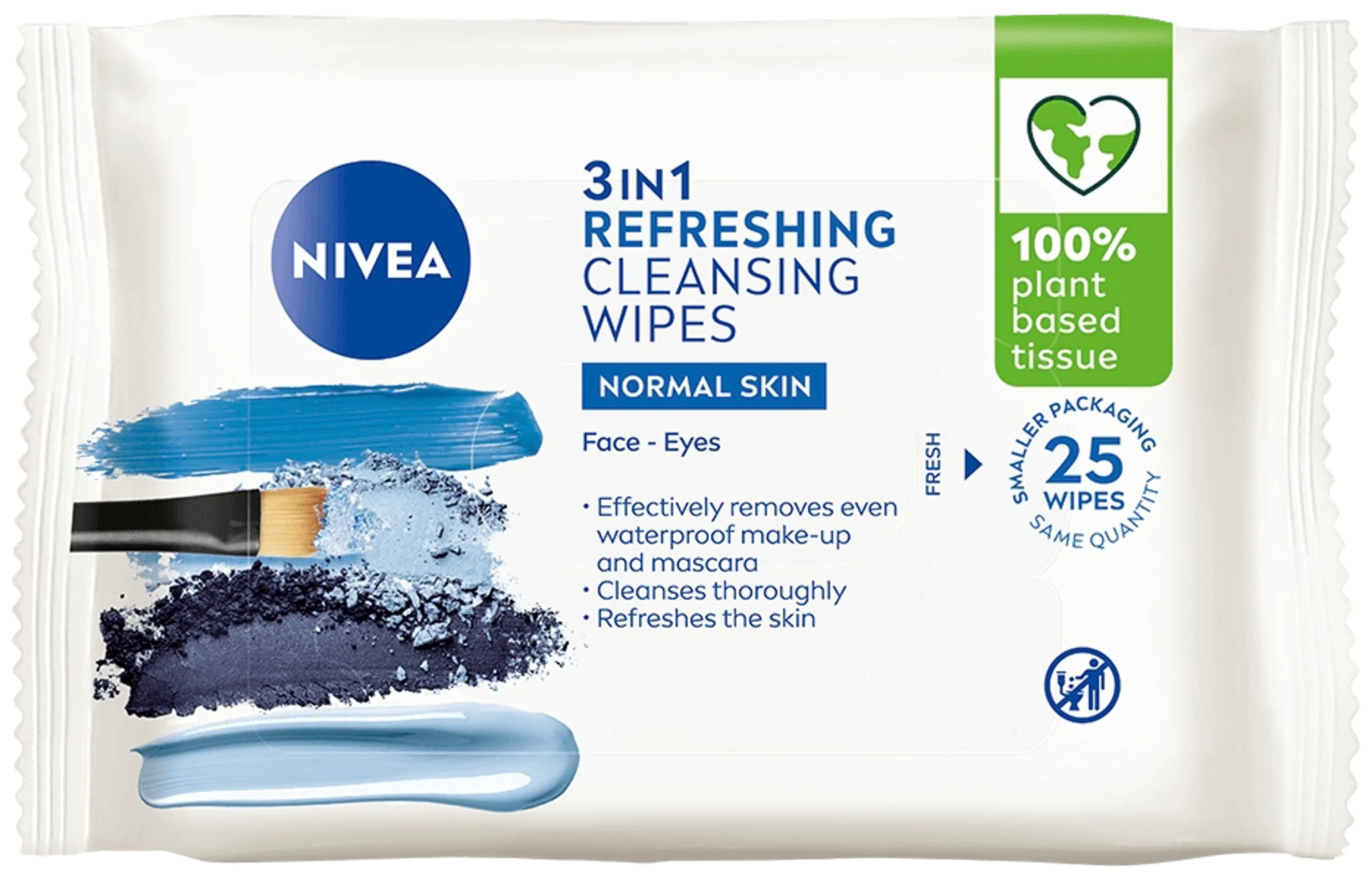 NIVEA 25 kpl Daily Essentials Refreshing Cleansing Wipes puhdistusliinat normaalille iholle