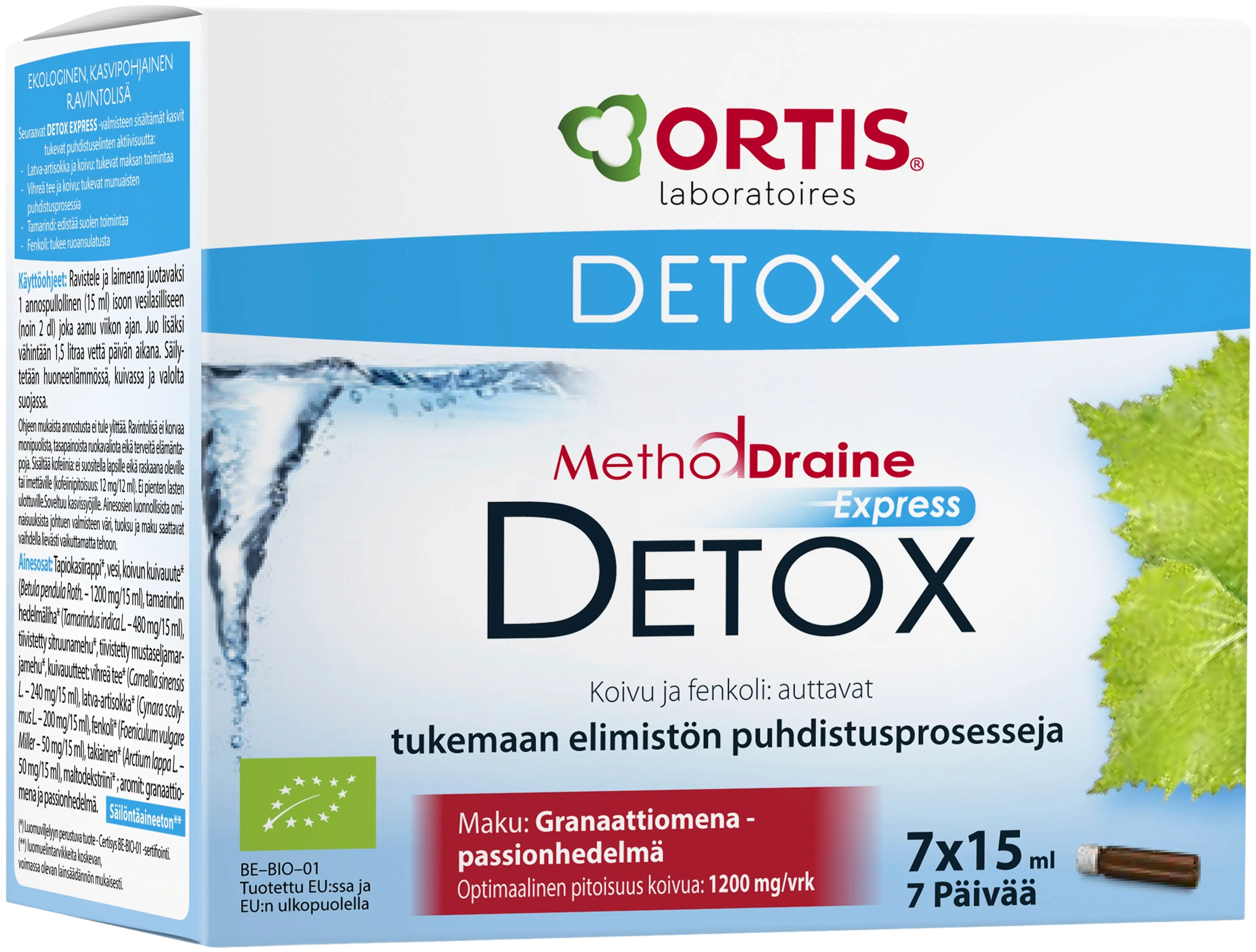 MethodDraine Detox Express granaattiomena-passionhedelmä ravintolisä puhdistava kuuri 7 päivää 7x15ml