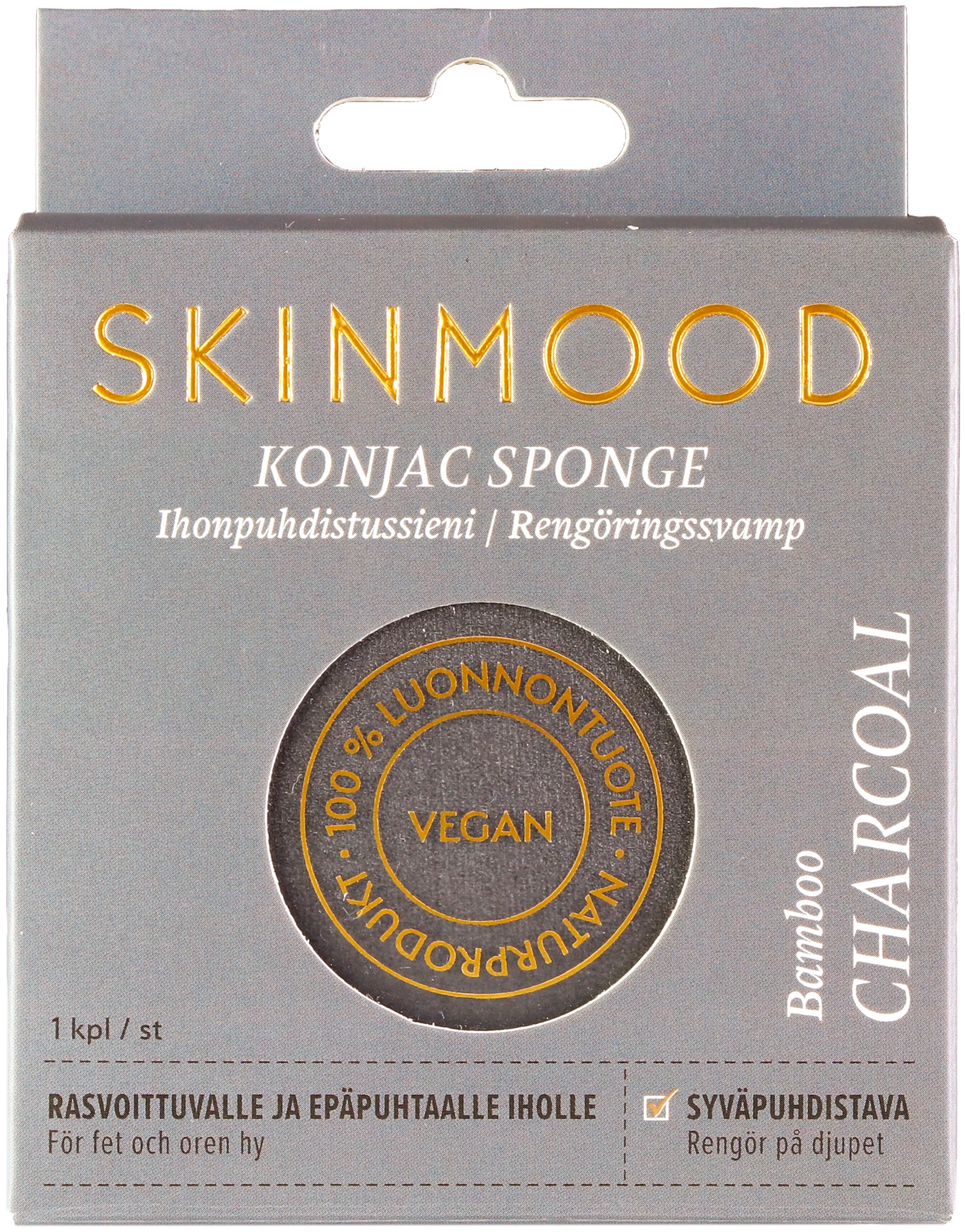 SkinMood® Konjac-kasvojenpesusieni Bambuhiili