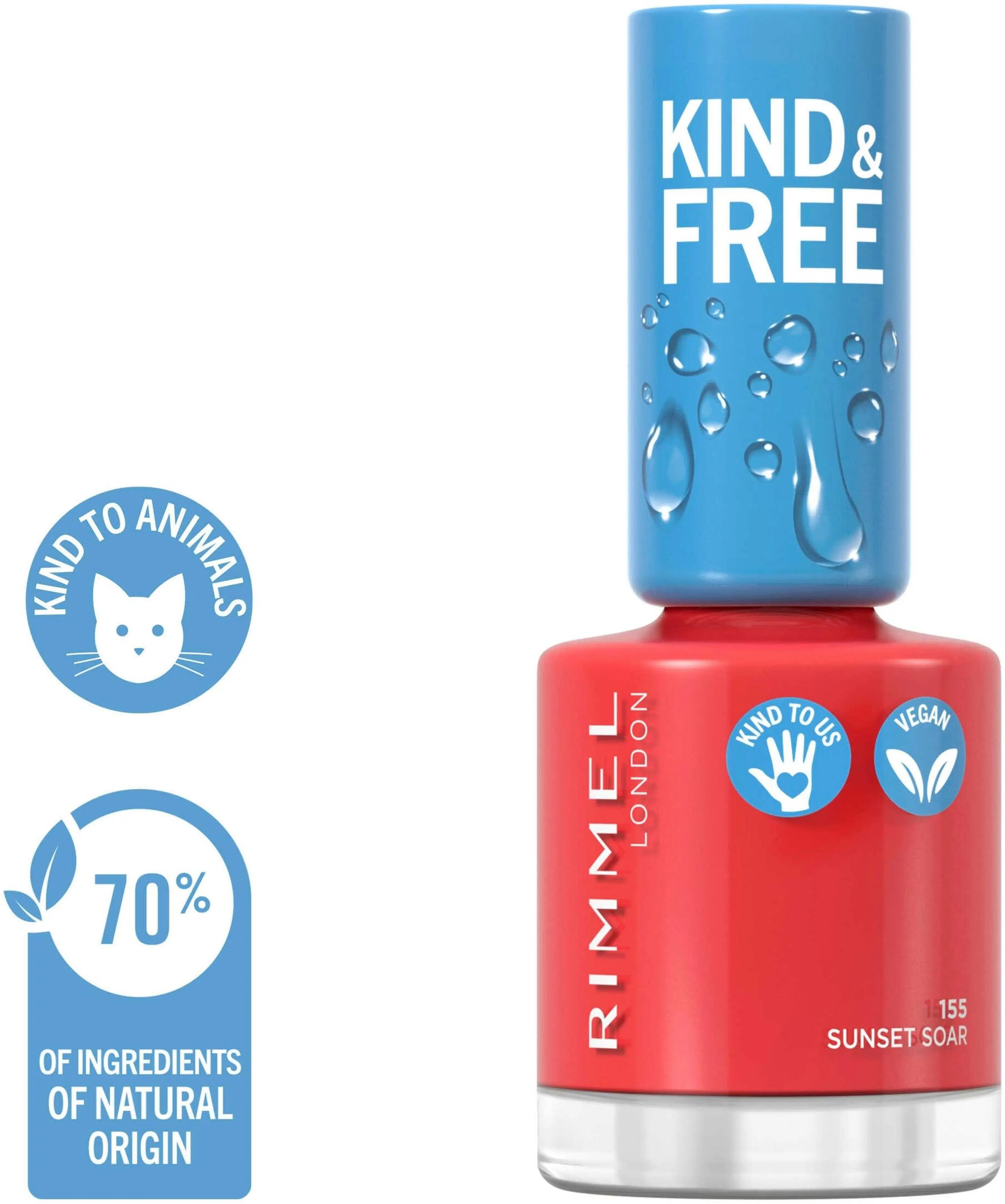 Rimmel Kind & Free Clean Nail Polish 8ml, 155 Sunset Soar kynsilakka