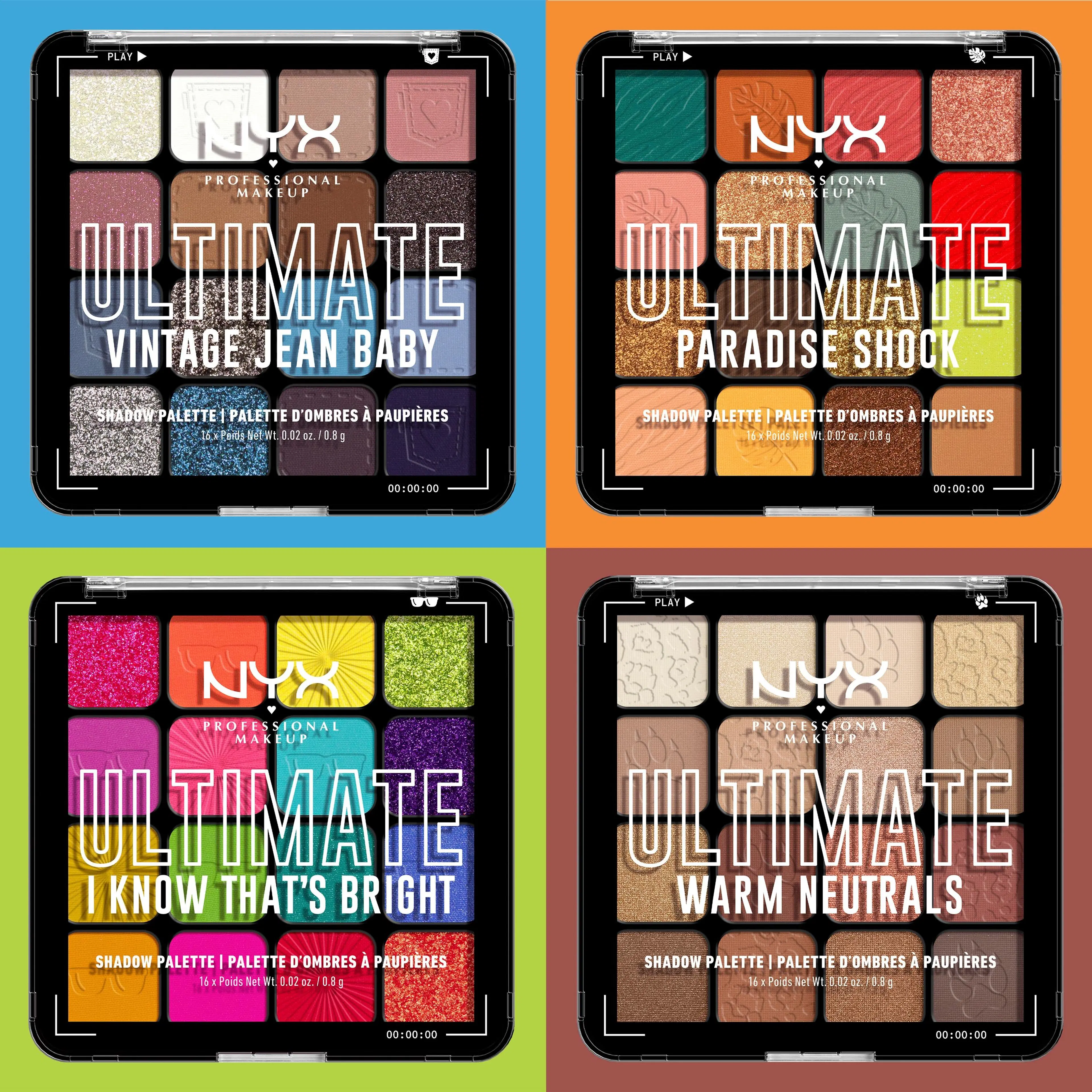 NYX Professional Makeup Ultimate Shadow Palette -luomiväripaletti 04W I Know That's Bright 13,28 g