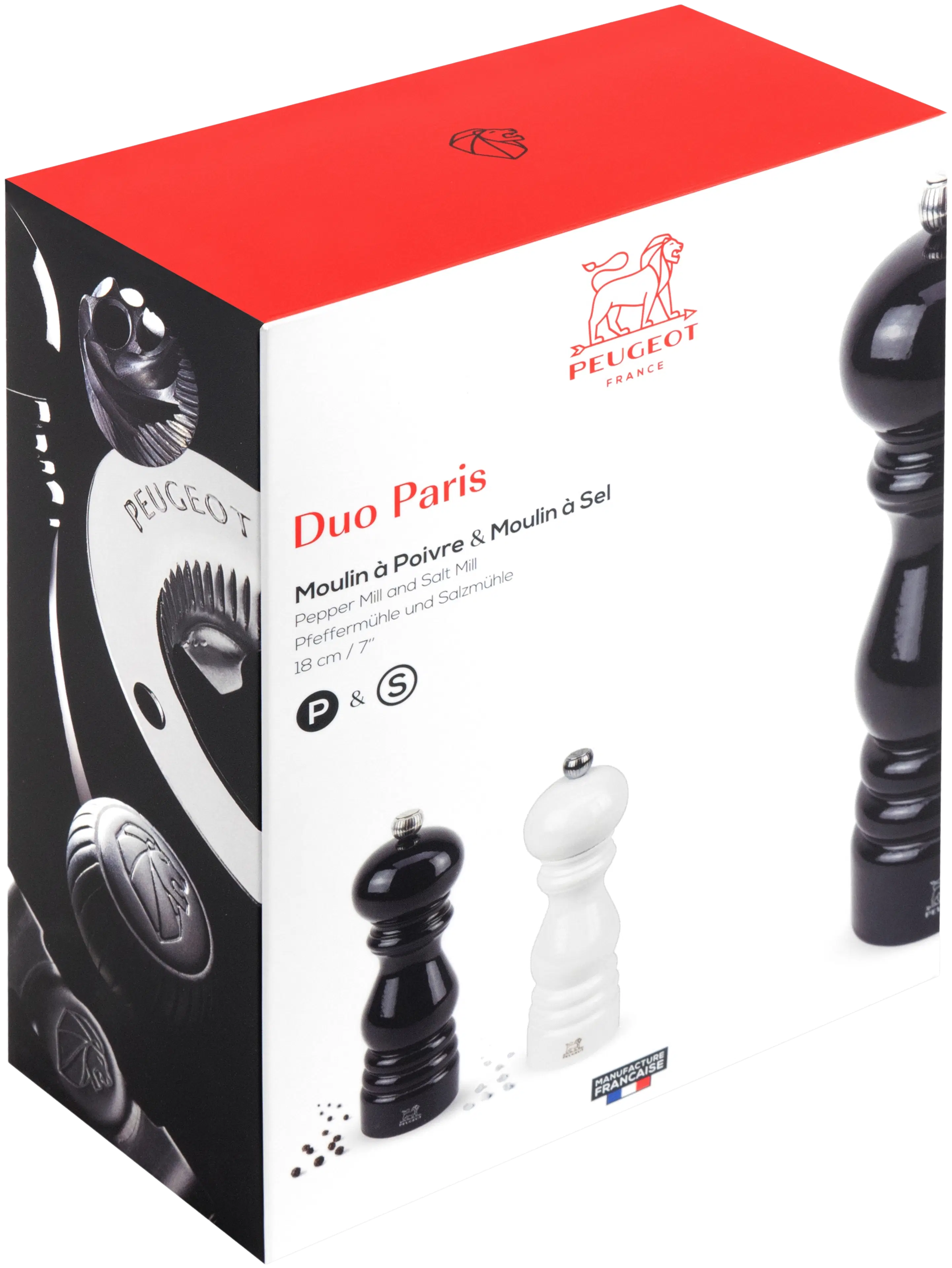 Peugeot Paris Duo myllysetti mustavalkoinen 18cm