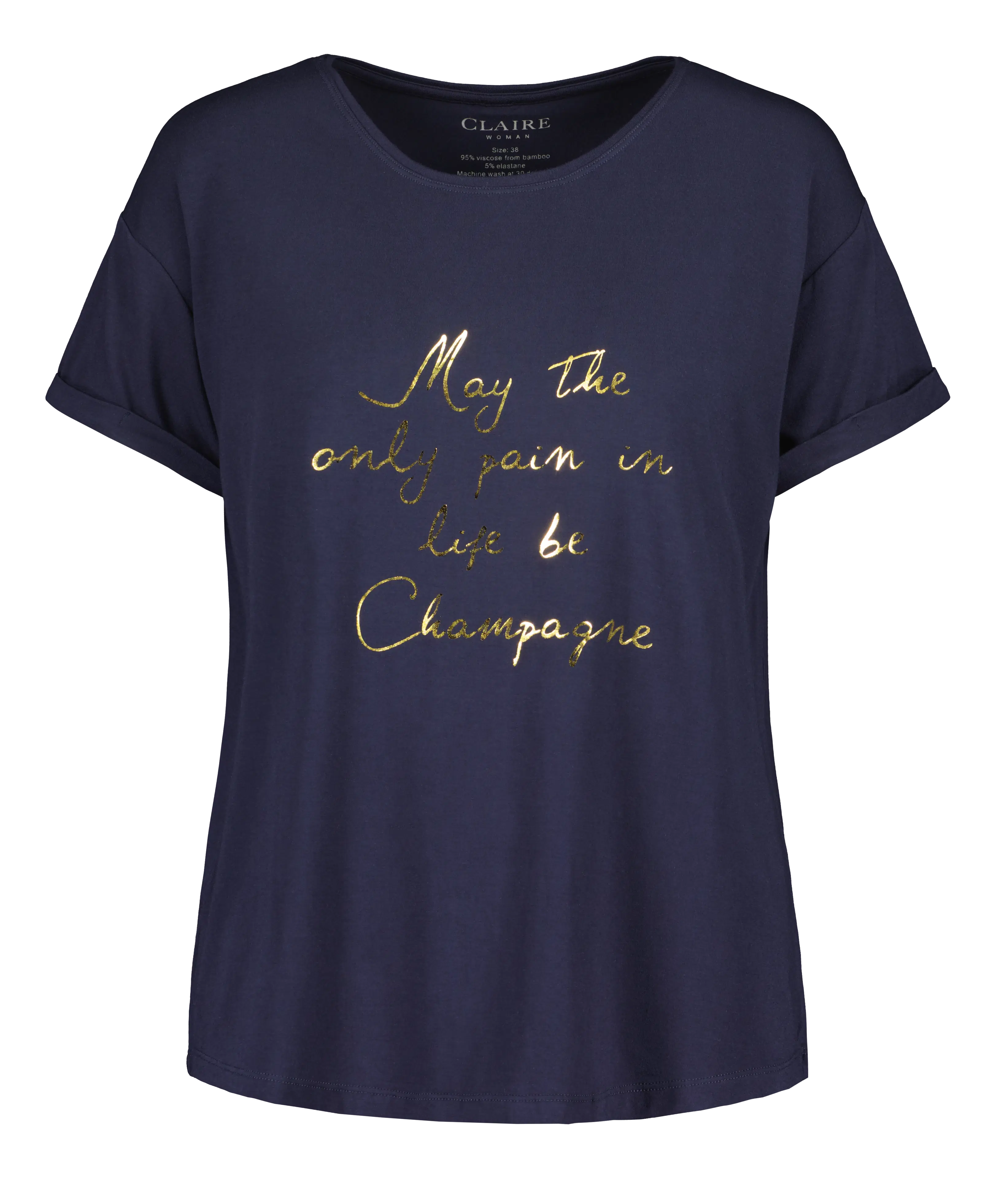 Claire Clea Aiofe shampanja teksti t-paita
