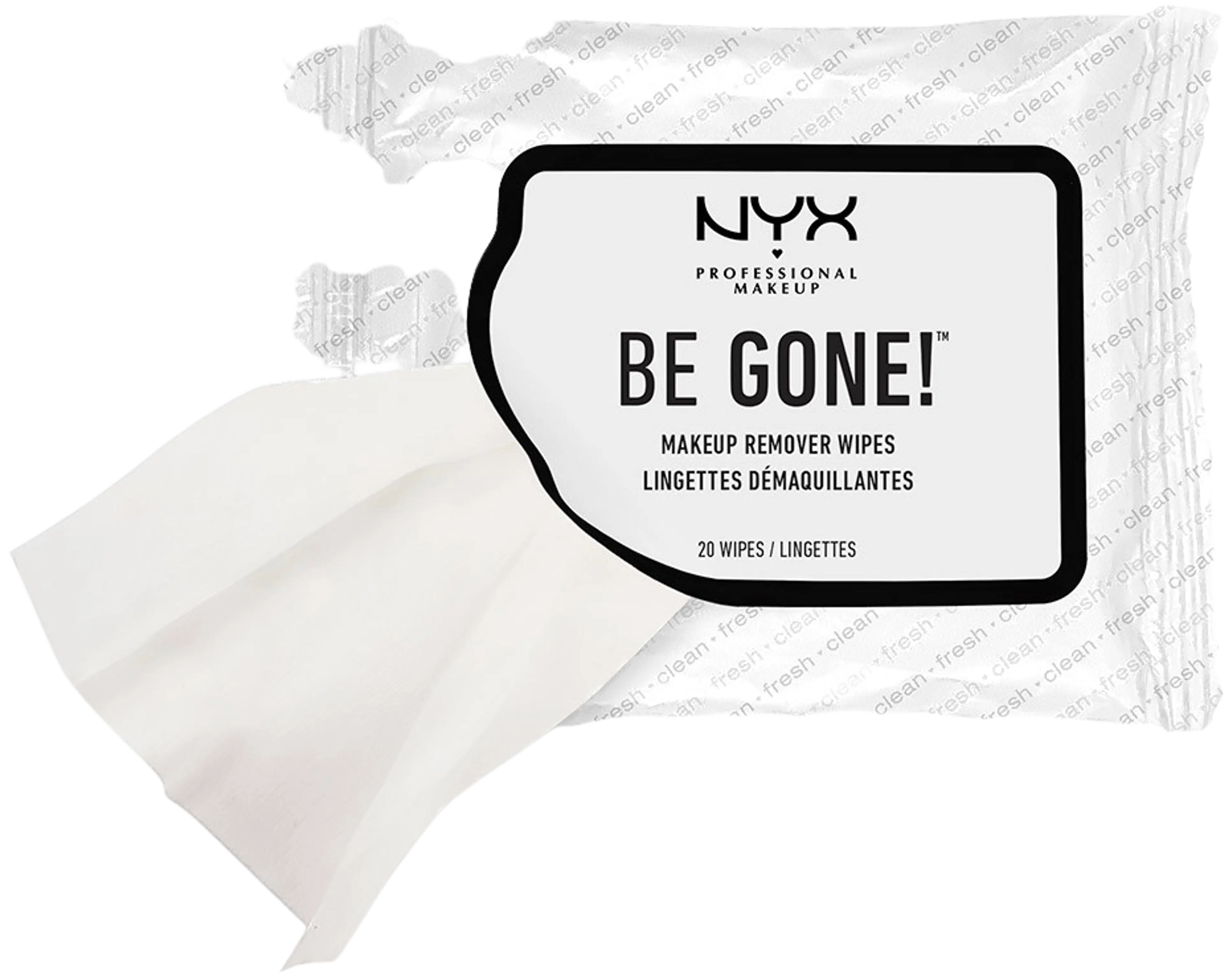 NYX Professional Makeup Be Gone! Make Up Remover Wipes meikinpoistoliina 20 kpl