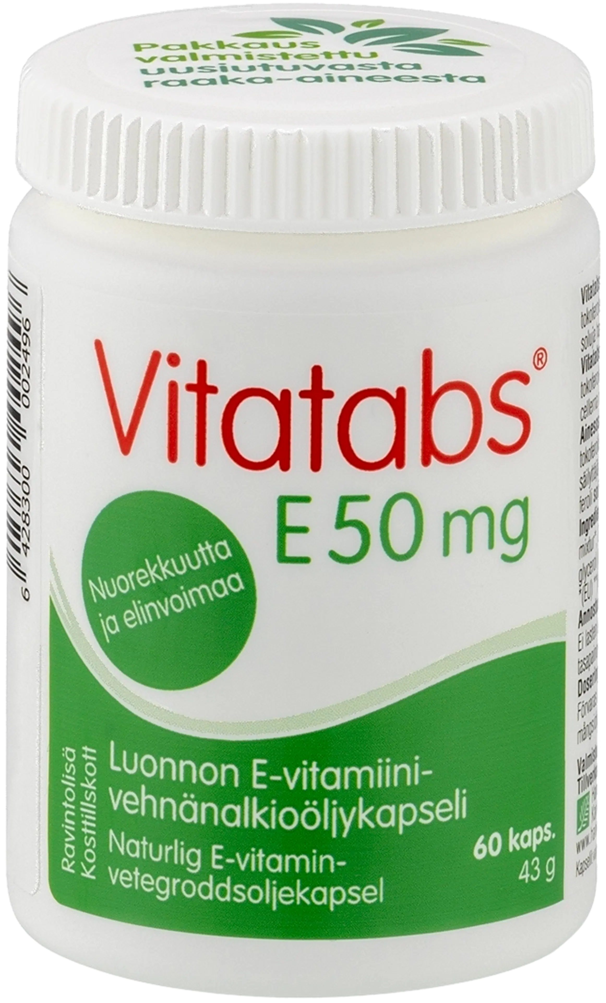 Vitatabs E 50 mg E-vitamiini-vehnänalkioöljykapseli 60 kaps