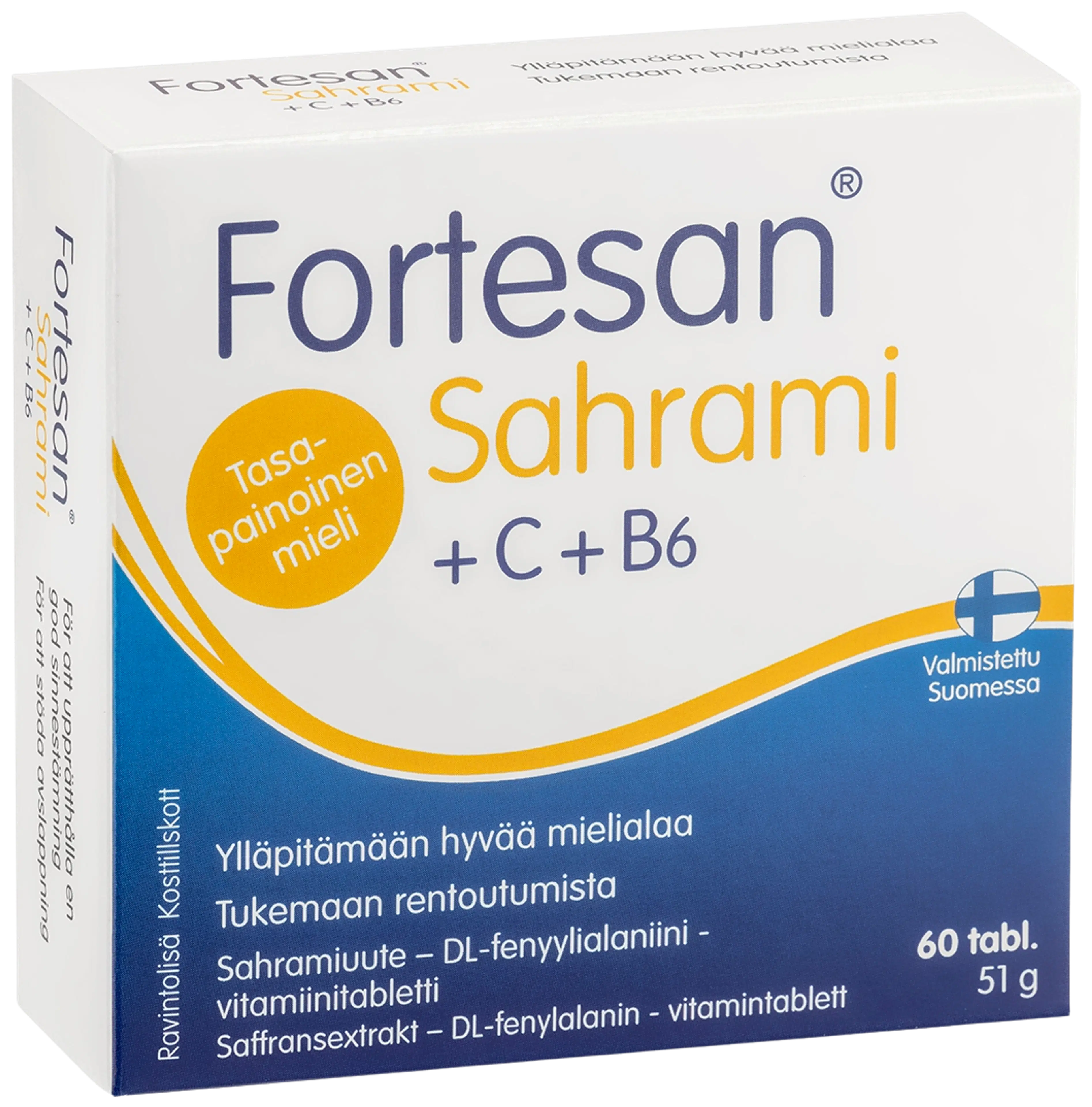 Fortesan Sahrami + C + B6 Sahramiuute – DL-fenyylialaniini - vitamiini 60 tabl