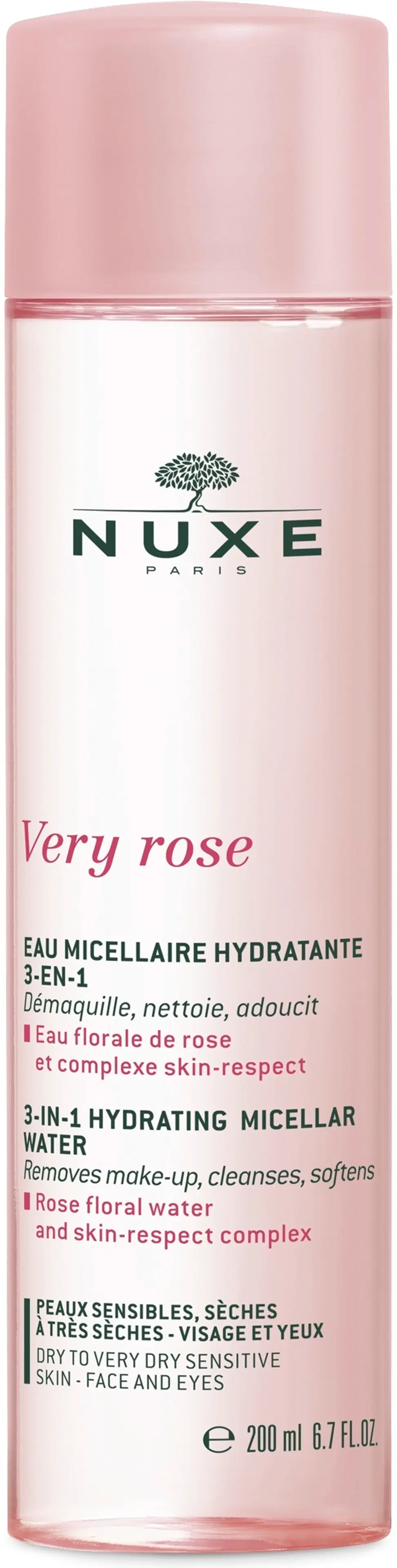 NUXE Very Rose Moisturising Micellar Water for face and eyes misellivesi 200 ml