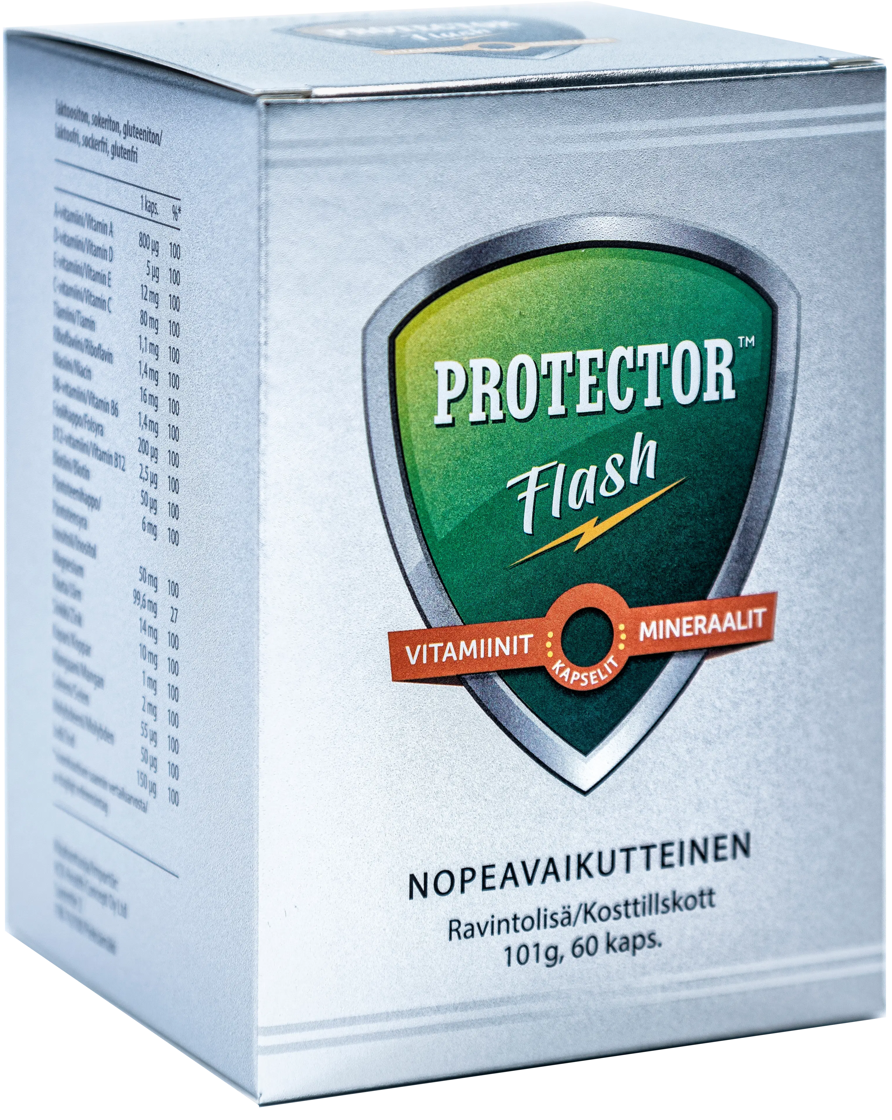 Protector™ Flash monivitamiini-kivennäisainekapseli ravintolisä 60 kaps.