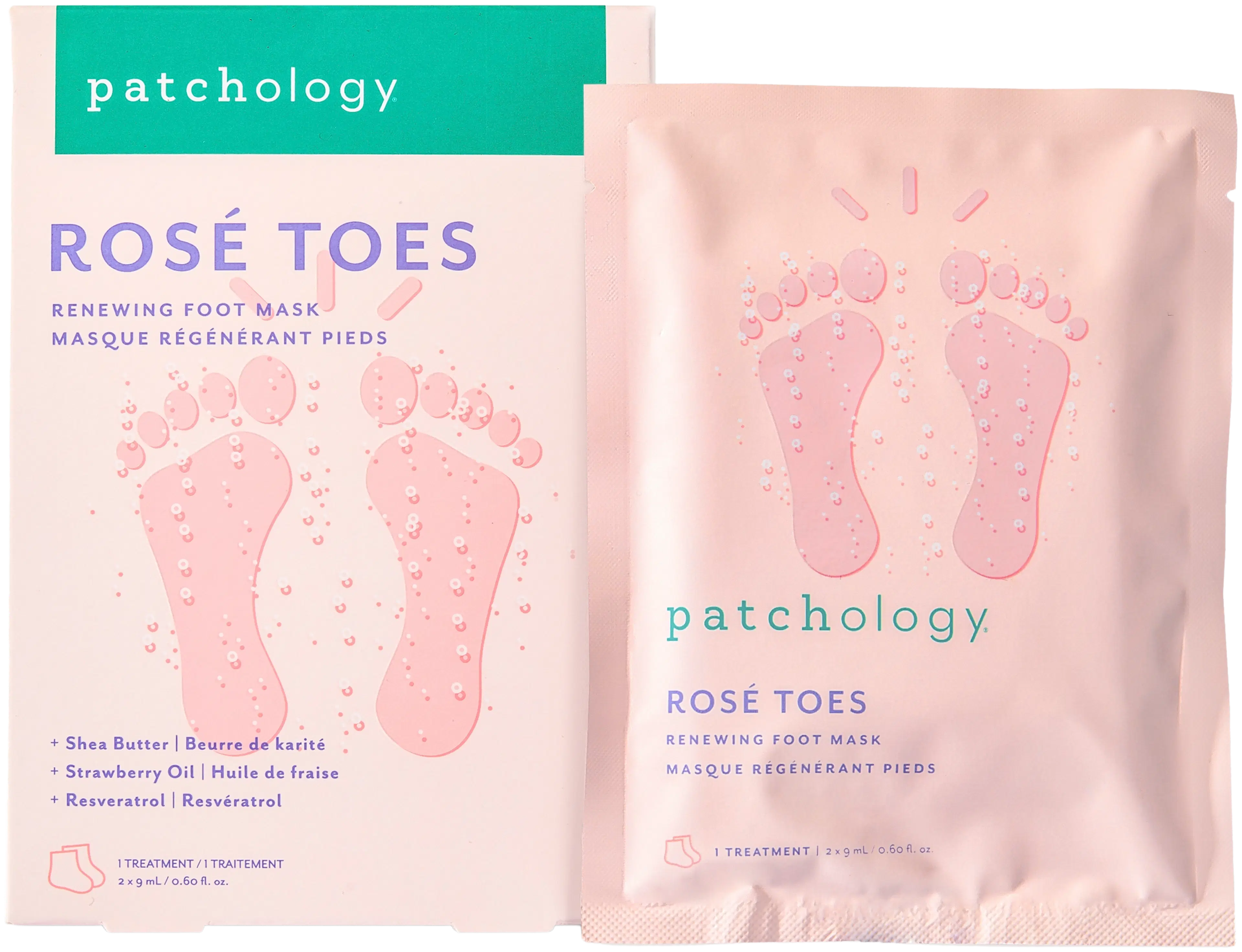 Patchology Rosé Toes Renewing Foot Mask -uudistavat naamiosukat 1 pari