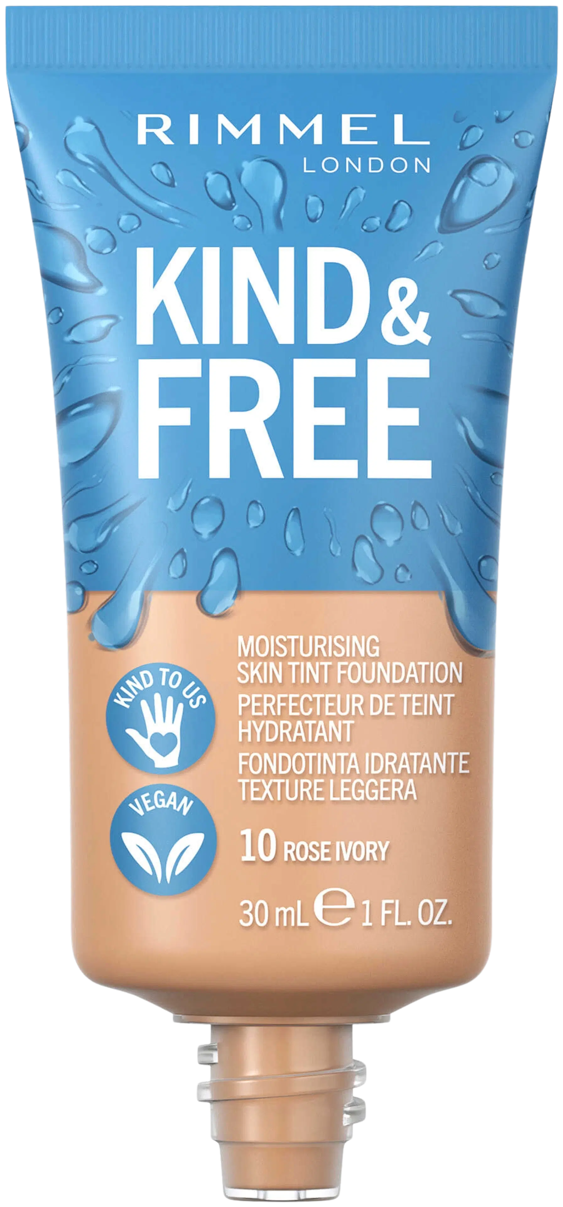 Rimmel Kind & Free Skin Tint Foundation 30ml, 010 Rose Ivory meikkivoide
