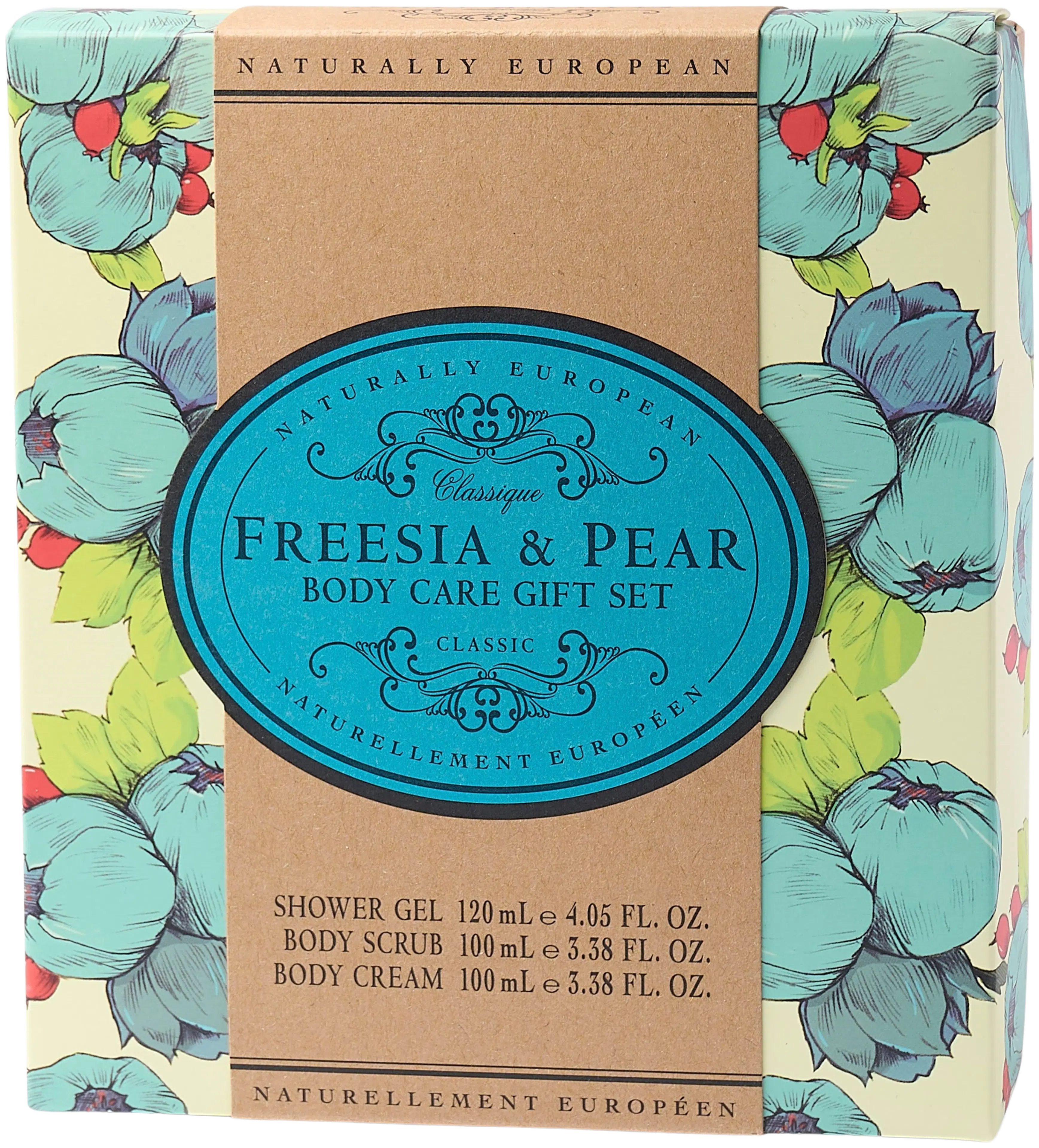 Naturally European Freesia & Pear vartalonhoito lahjapakkaus