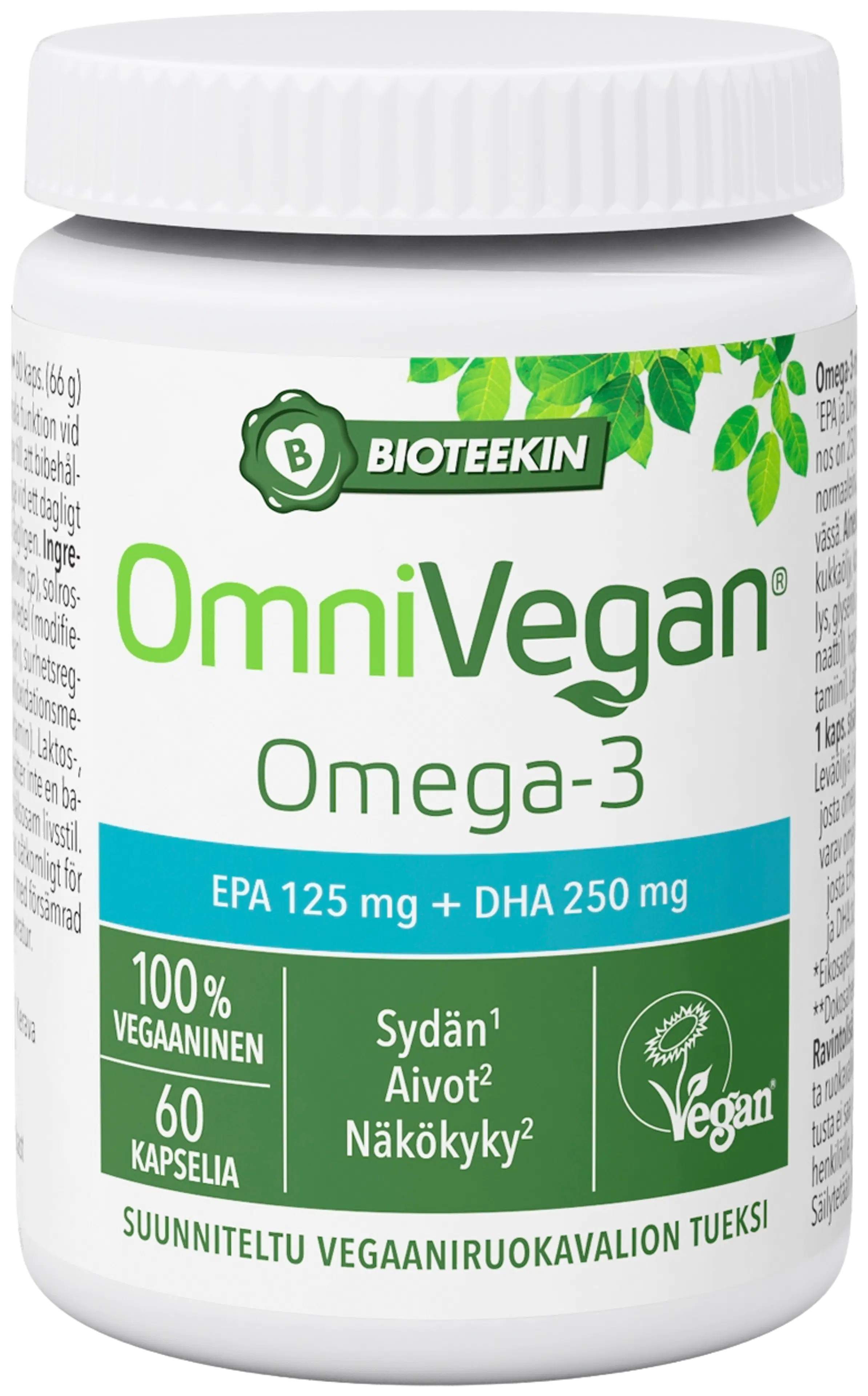 Bioteekki OmniVegan Omega-3 ravintolisä 60 kaps.