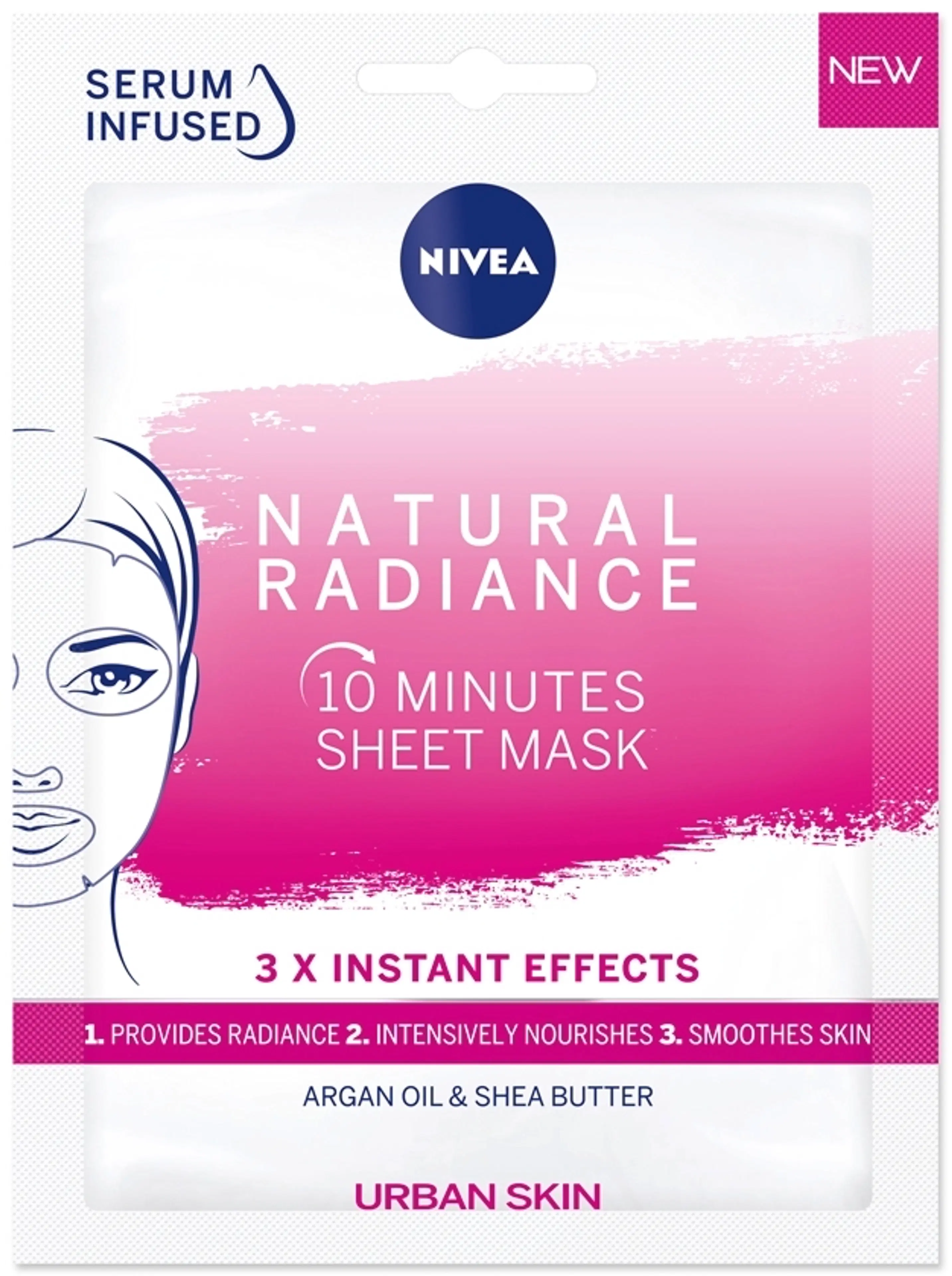 NIVEA 1kpl Serum Infused Skin Radiance Sheet Mask -kasvonaamio