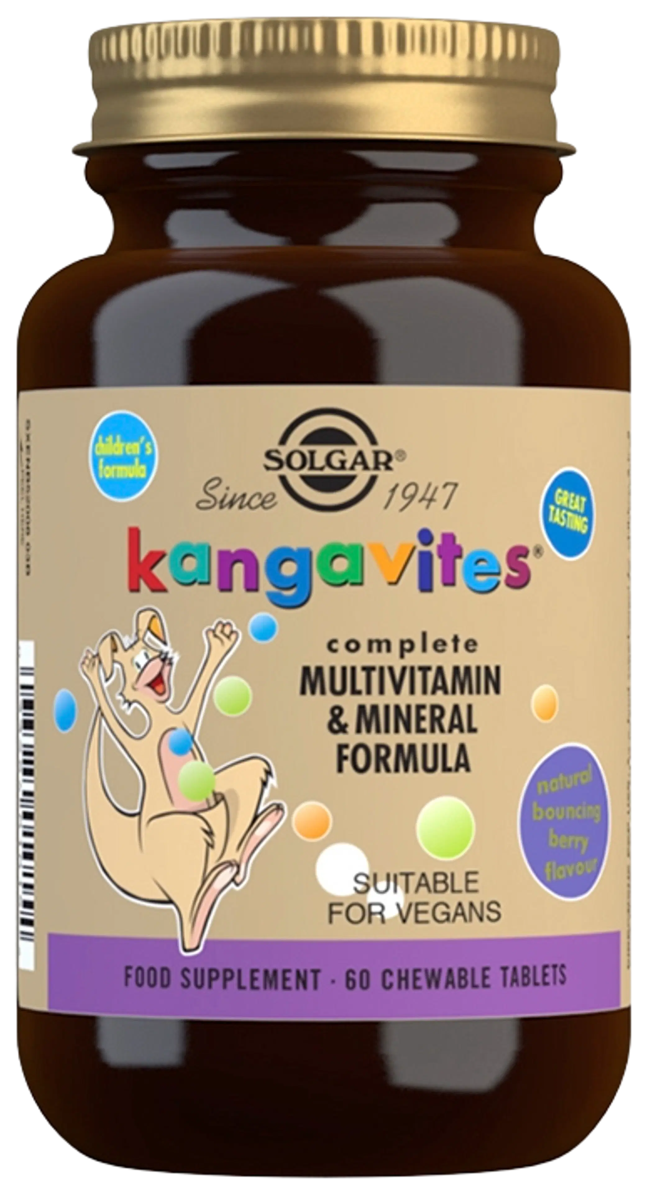 Solgar Kangavites® Bouncing Berry monivitamiini lapsille 60 tabl.