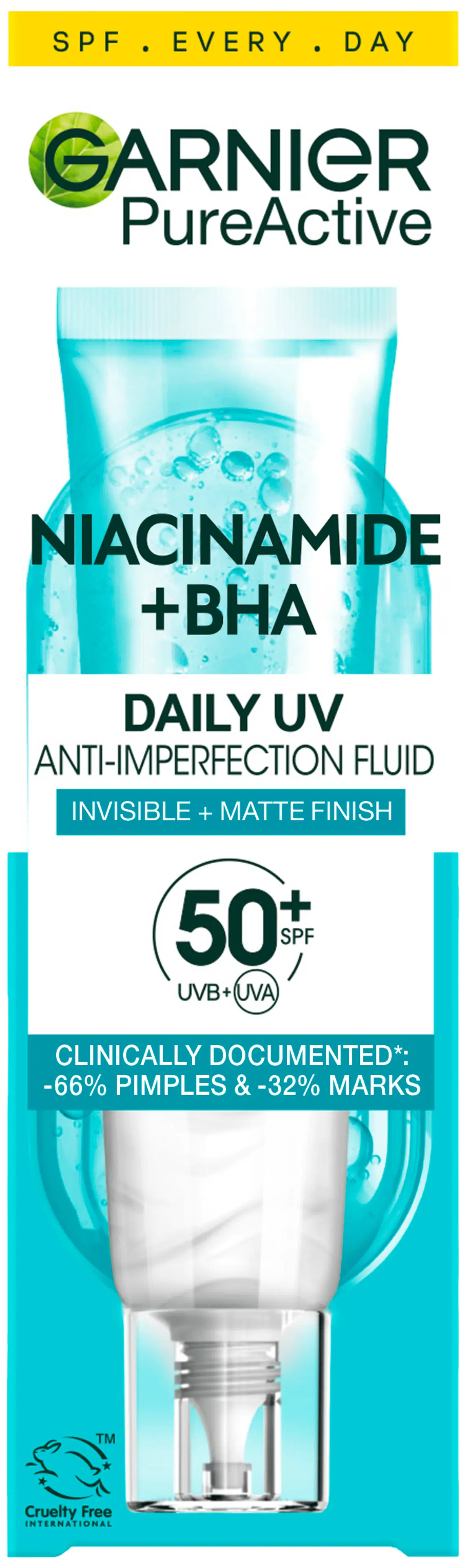 Garnier SKinActive PureActive BHA+Niacinamide UV Daily Fluid SK50 päivävoide epäpuhtaalle iholle 40ml