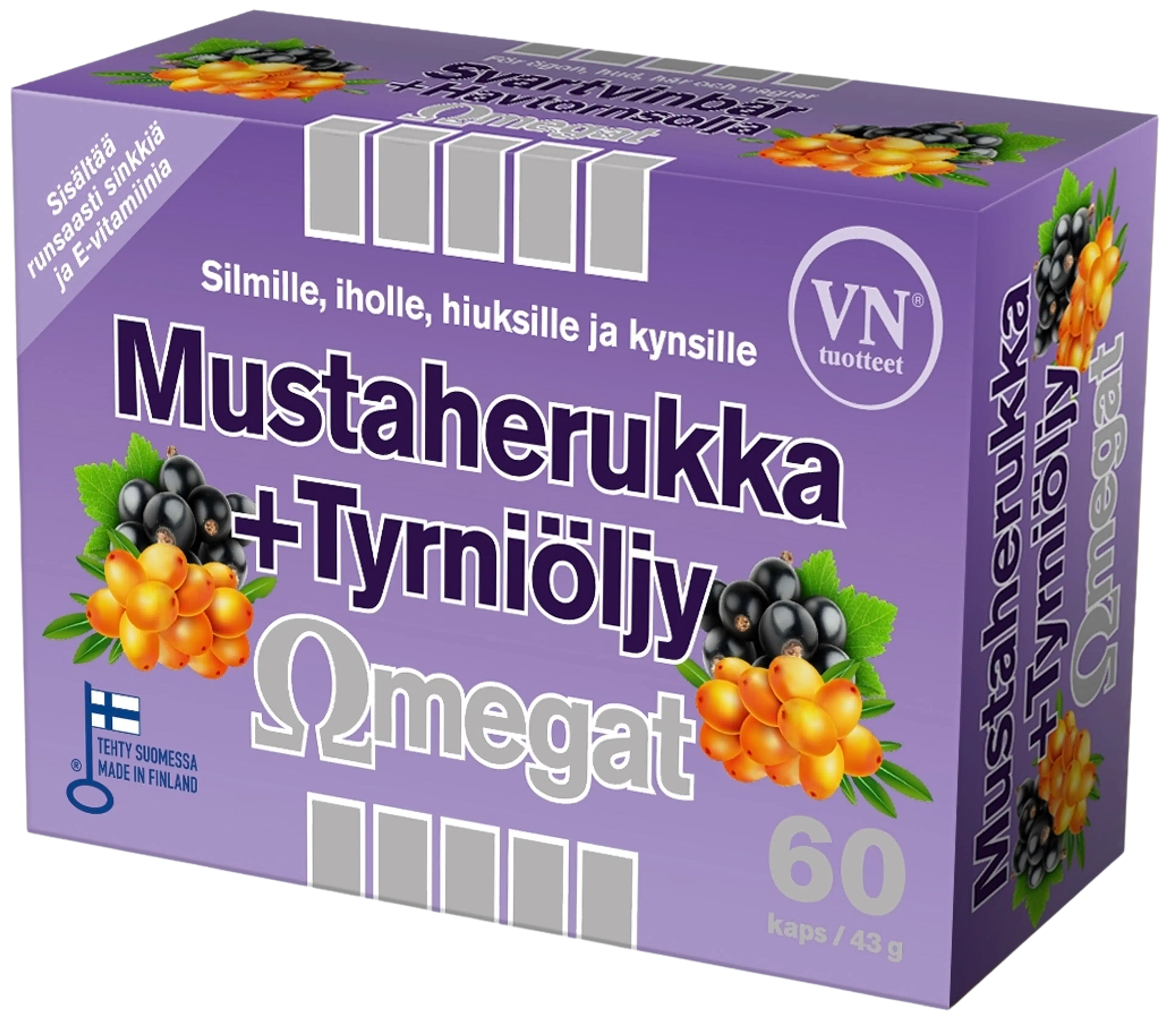Mustaherukka+Tyrniöljy Omegat 60 kaps Via Naturale