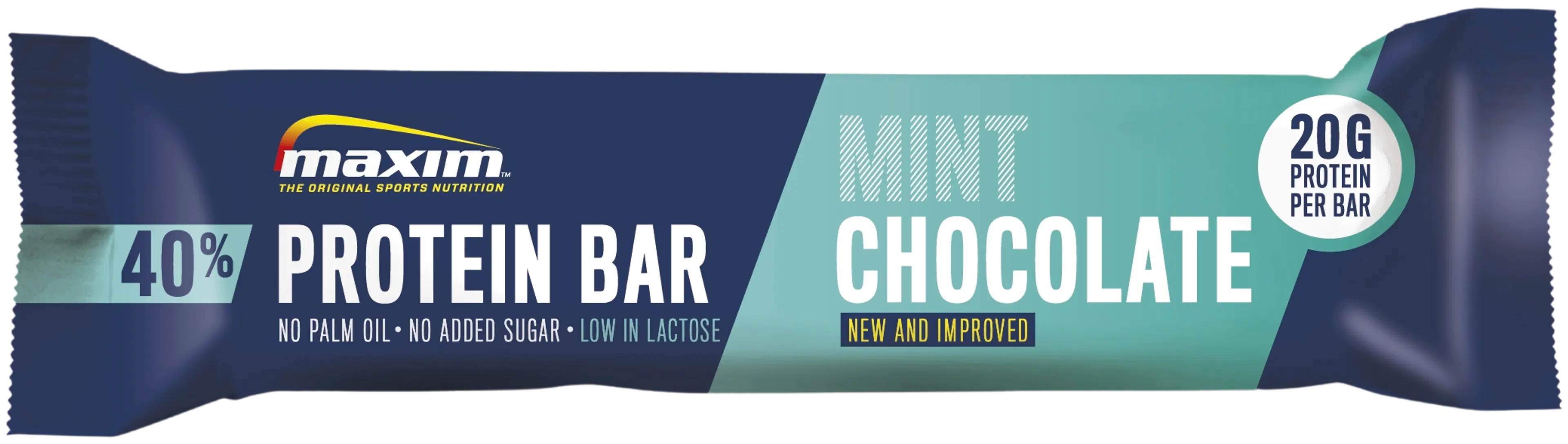 Maxim 40% protein bar low lactose Mint Chocolate Suklaan ja mintun makuinen vähälaktoosinen proteiinipatukka 50g