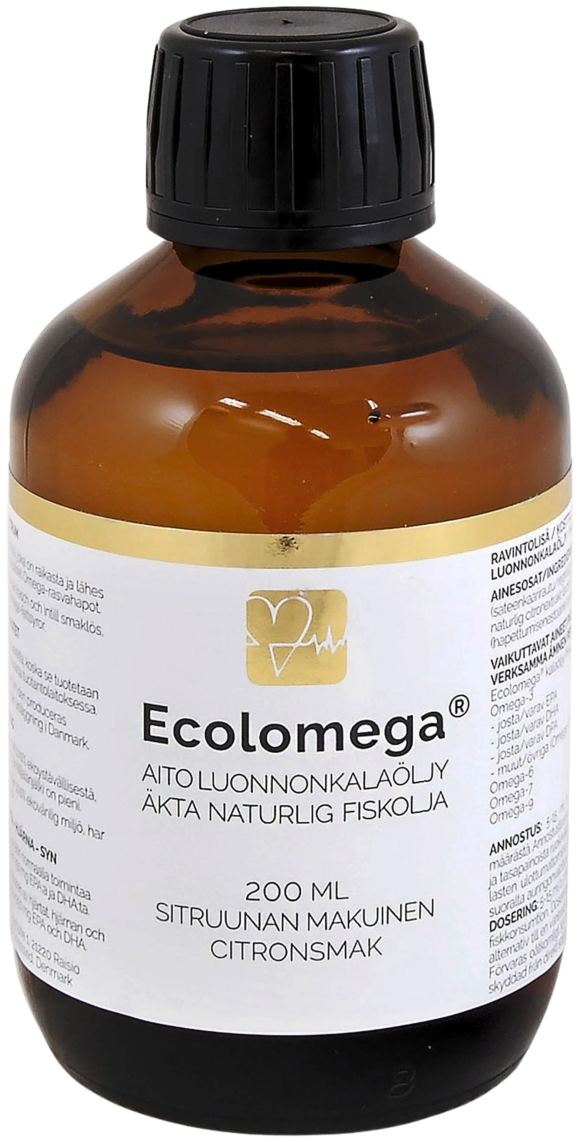 Ecolomega® luonnonkalaöljy, Sitruuna 200 ml