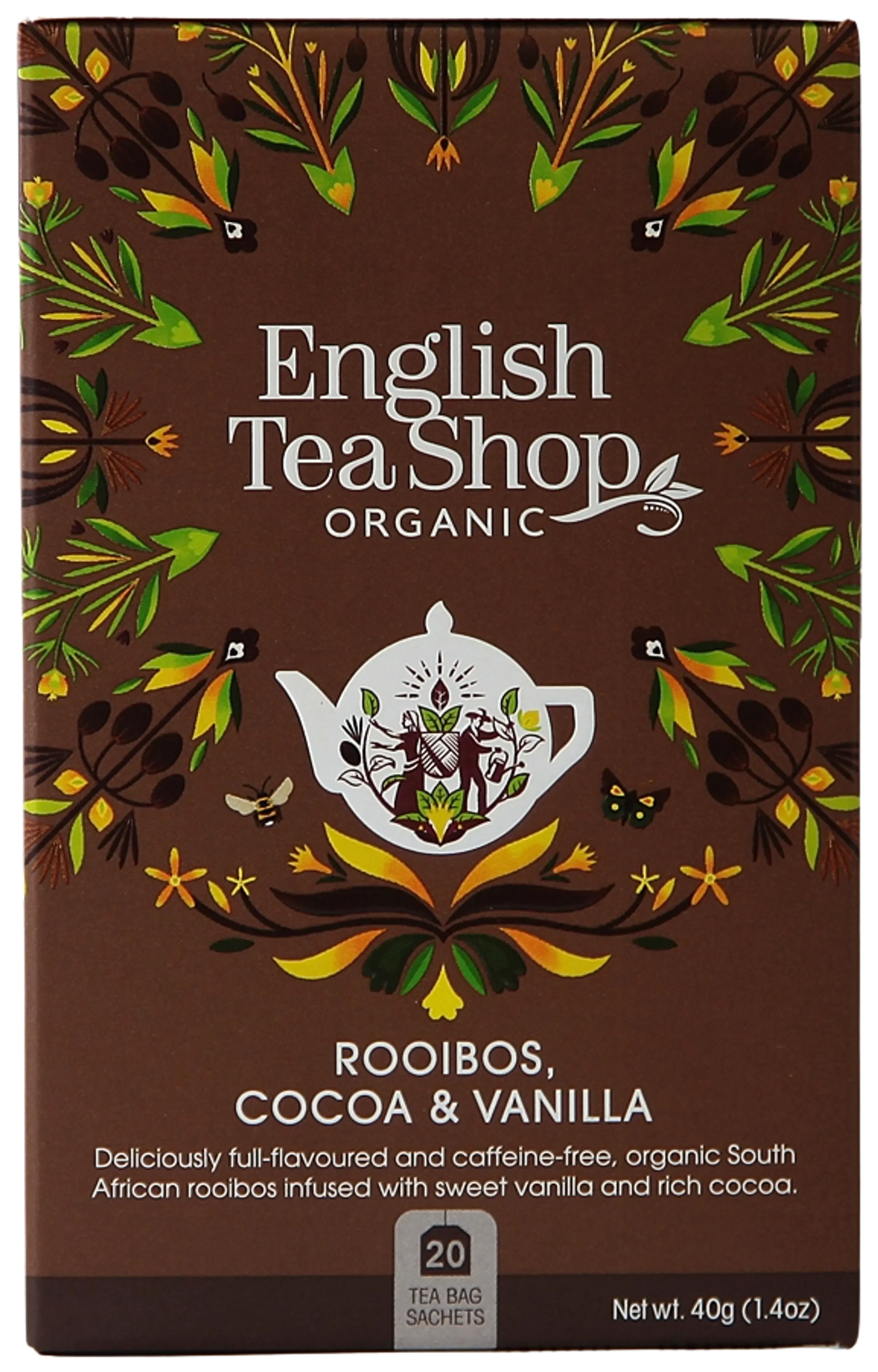 English Tea Shop Luomu Hauduke Rooibos, Cocoa & Vanilla, kofeiiniton 20 pss 40g