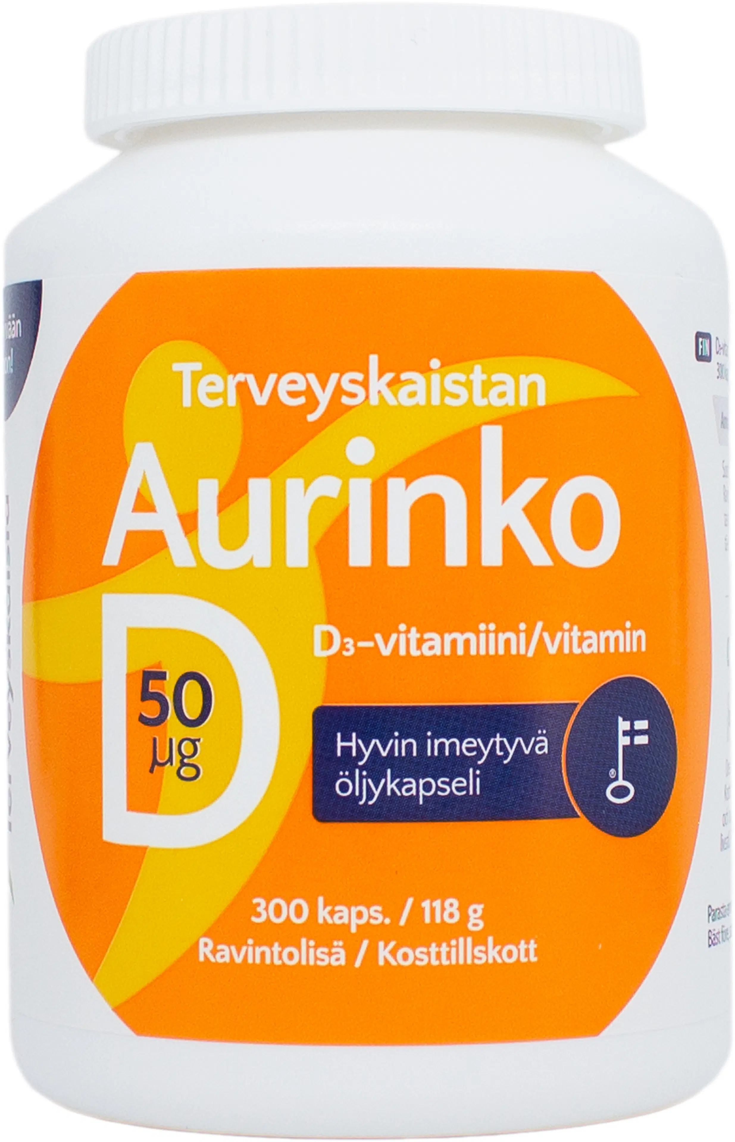 Terveyskaistan Aurinko D 50 µg D3 vitamiini 300 kaps.