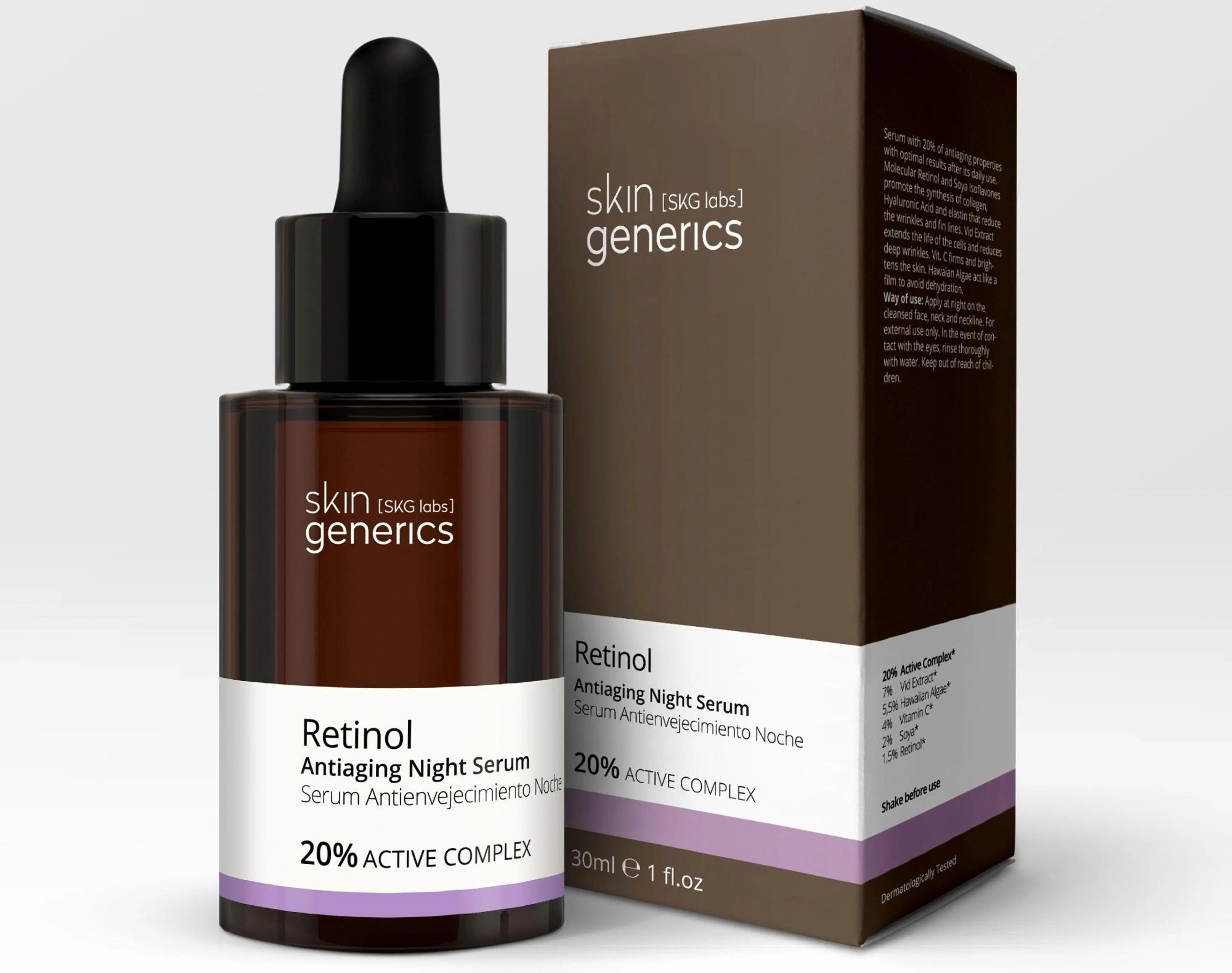 Skin Generics Retinol Anti-Aging Night Serum 20% Active Complex -ihon ikääntymistä hillitsevä seerumi 30ml