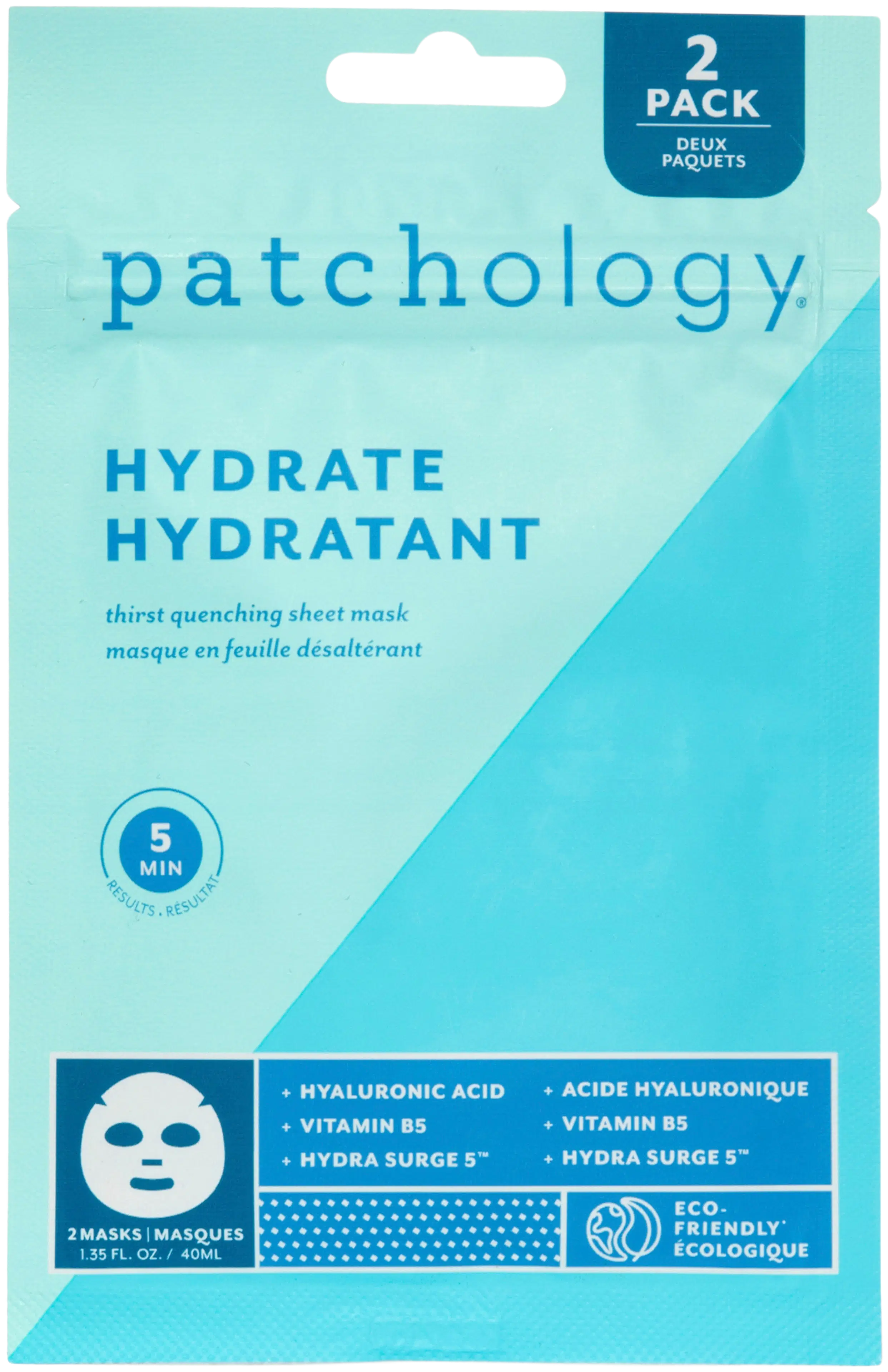 Patchology FlashMasque Hydrate Sheet mask -kangasnaamio 2kpl