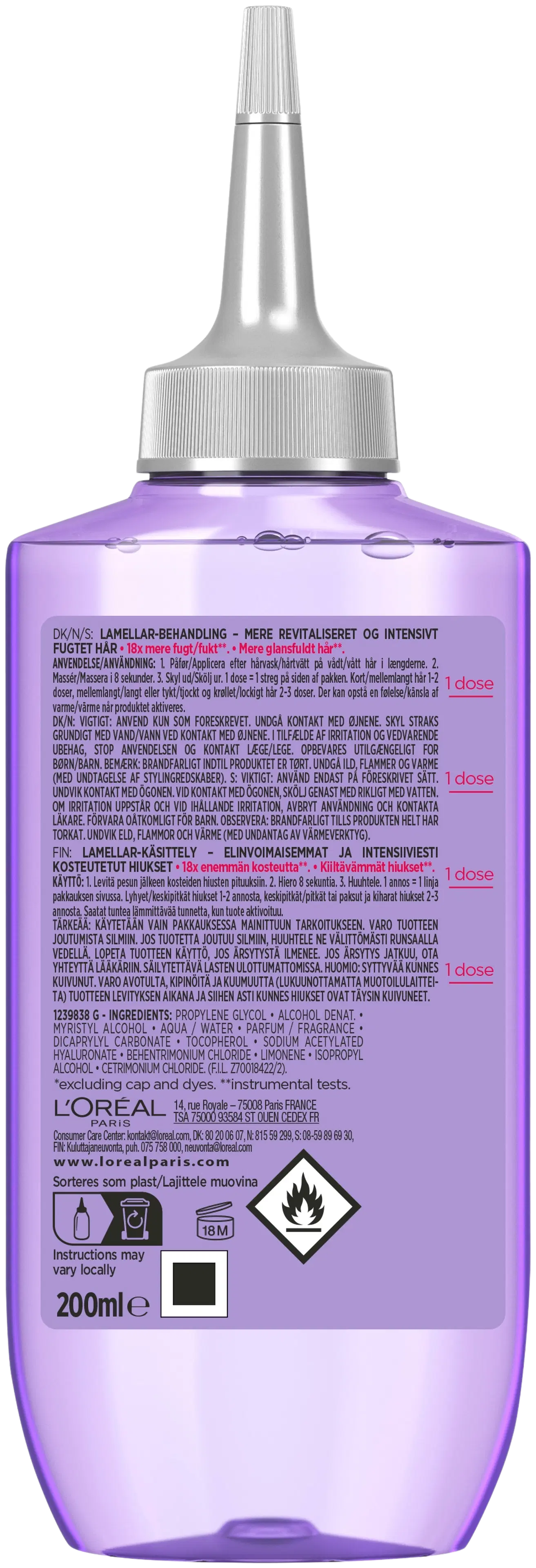 L'Oréal Paris Elvital  Hyaluron Plump hoitoaine kuiville hiuksille 200 ml