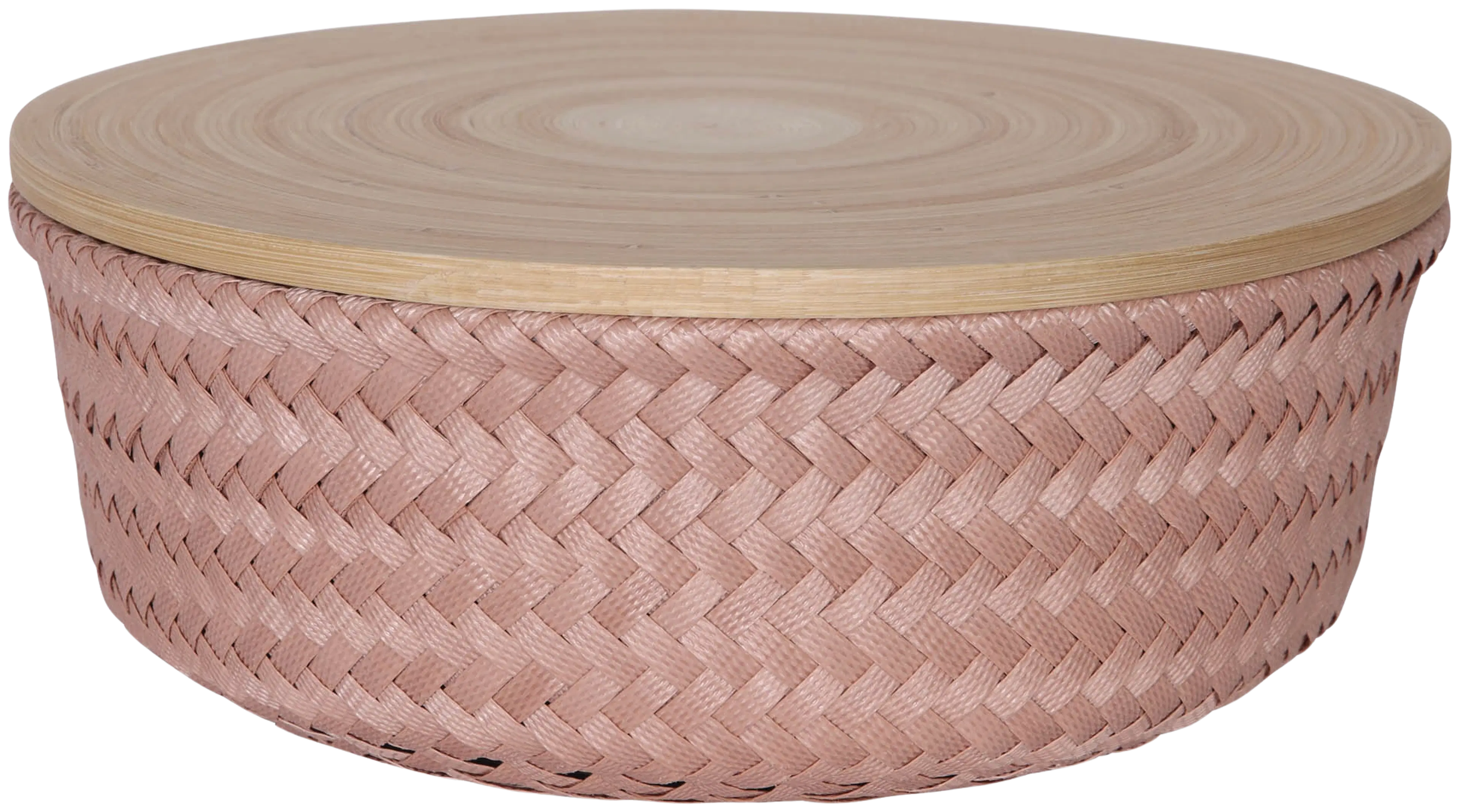 Handed By pyöreä kierrätysmuovinen rasia bambukannella roosa m 11 x 26 cm