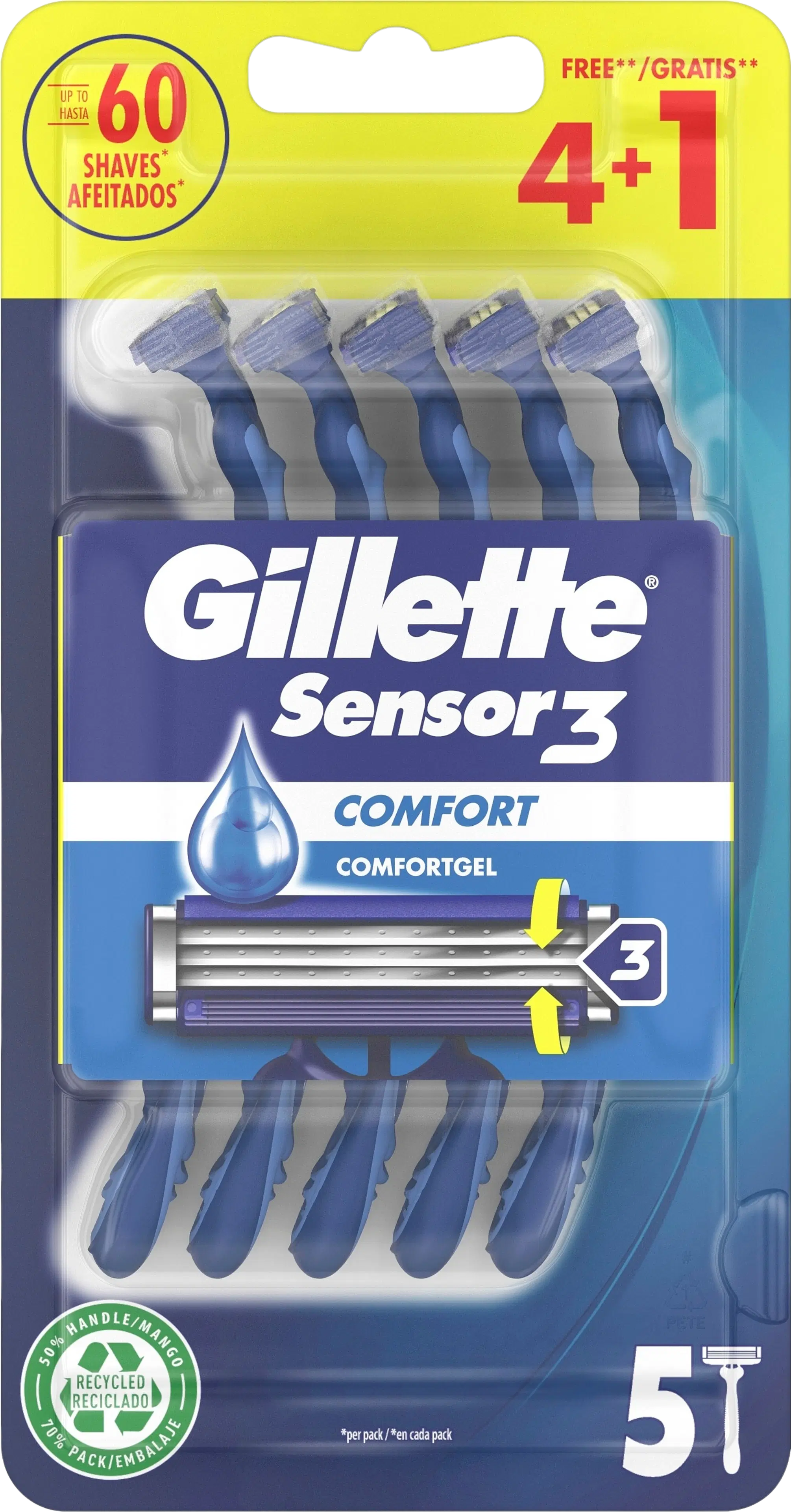 Gillette Sensor3 Comfort 4+1kpl varsiterä