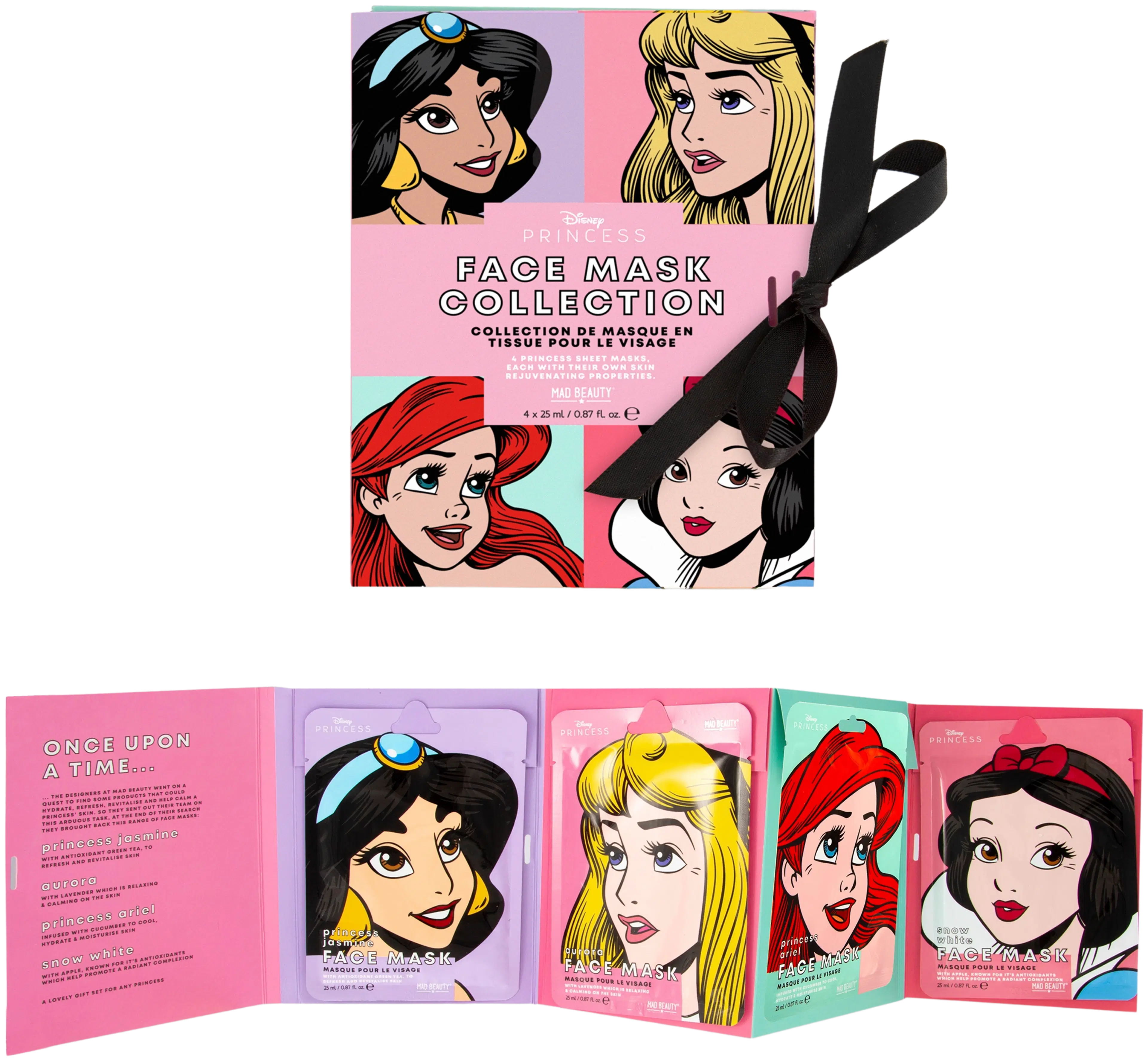 Mad Beauty Disney Pop Princess 4pc  Face Mask Booklet -kangasnaamiosetti