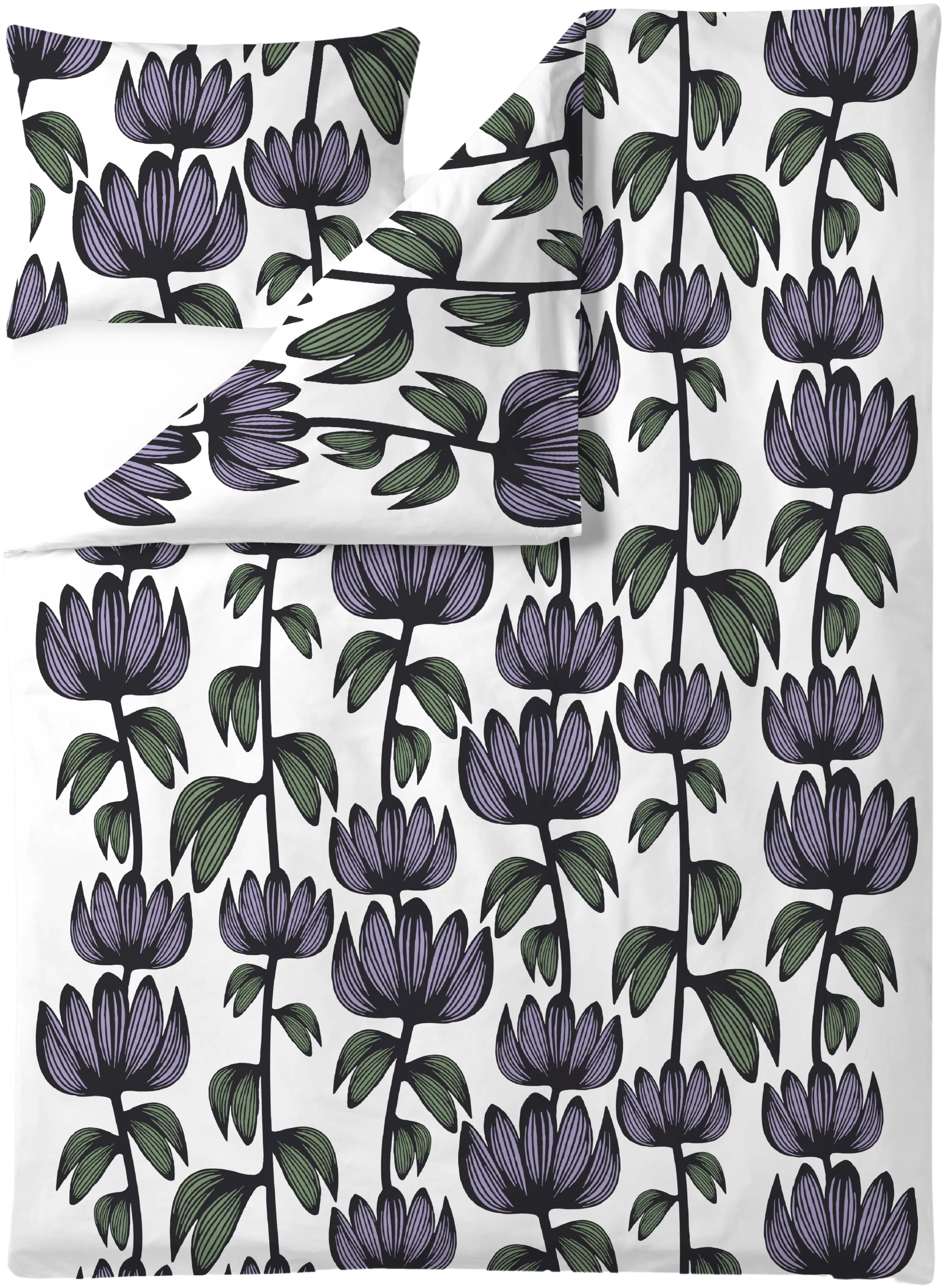 Finlayson satiini pussilakanasetti Alma 150x210+50x60 cm violetti/vihreä