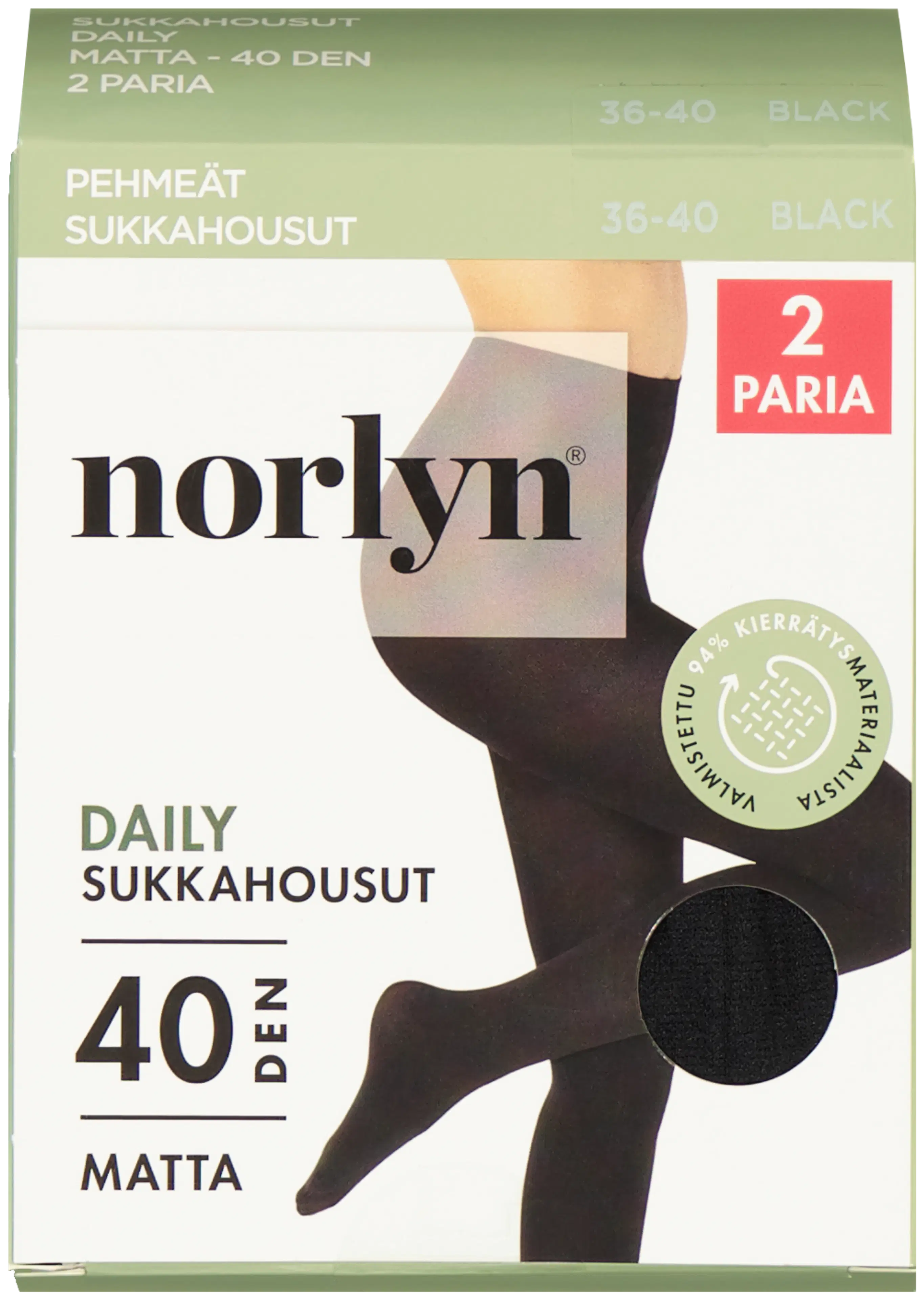 Norlyn naisten sukkahousut 2-pack Daily 40den