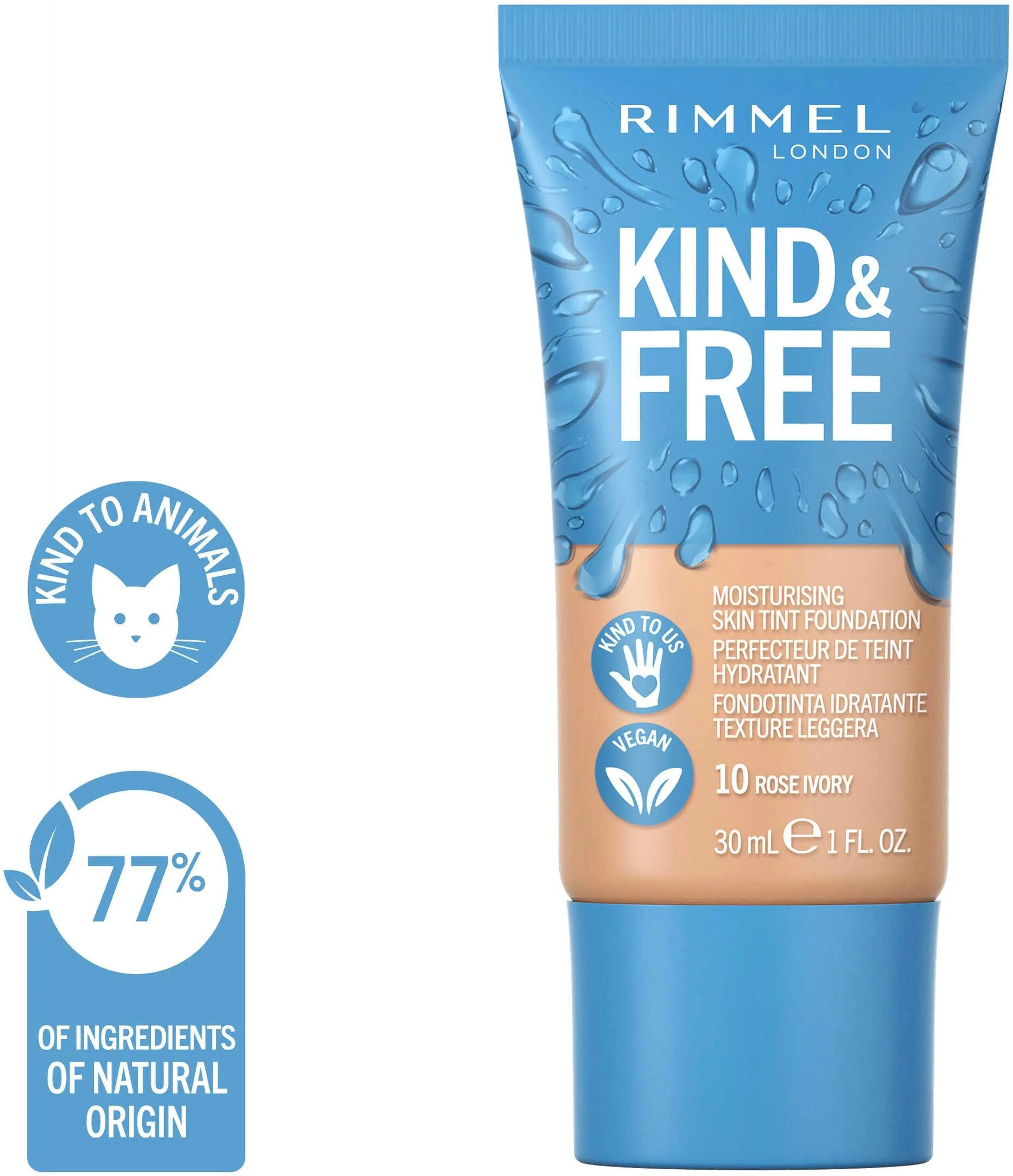Rimmel Kind & Free Skin Tint Foundation 30ml, 010 Rose Ivory meikkivoide