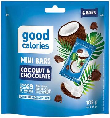 Mini batoonid GOOD CALORIES kookose ja šokolaadiga 17gx 6