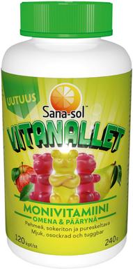 Sana-sol Vitanallet õuna-pirnimaitseline multivitamiini toidulisand 120tk / 240g
