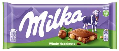 Milka piimašokolaad 95g tervete pähklitega