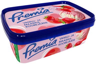 Premia Vanilli- Ja Maasikakoorejäätis 500 G/1l