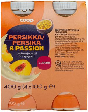 Coop virsiku-granadilli jogurtijook, 4 x 100 g