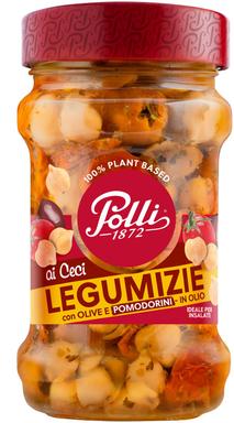 Polli kikerherned, kirsstomatid ja oliivid õlis 190g/120g