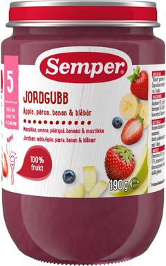 Semper maasika-õuna-pirni-banaani-mustika puuviljapüree 5k 190g