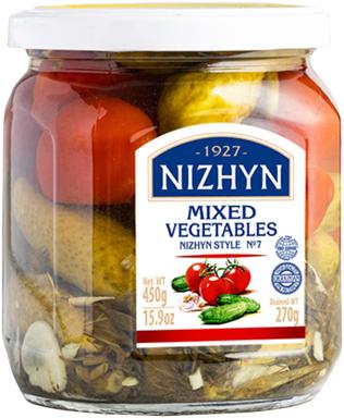 Nezhin marineeritud kurk-tomat segu nr.7, 450g