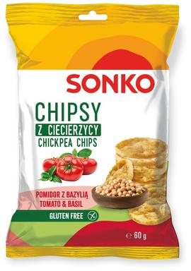 Sonko kikerhernekrõpsud tomati ja basiiliku maitseline  60g