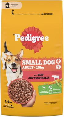 Pedigree <10kg kuivtoit väikestele koertele veiselihaga 1,4 kg