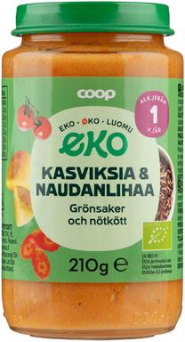 Coop köögivilja- ja veiselihapüree 12k, 210g